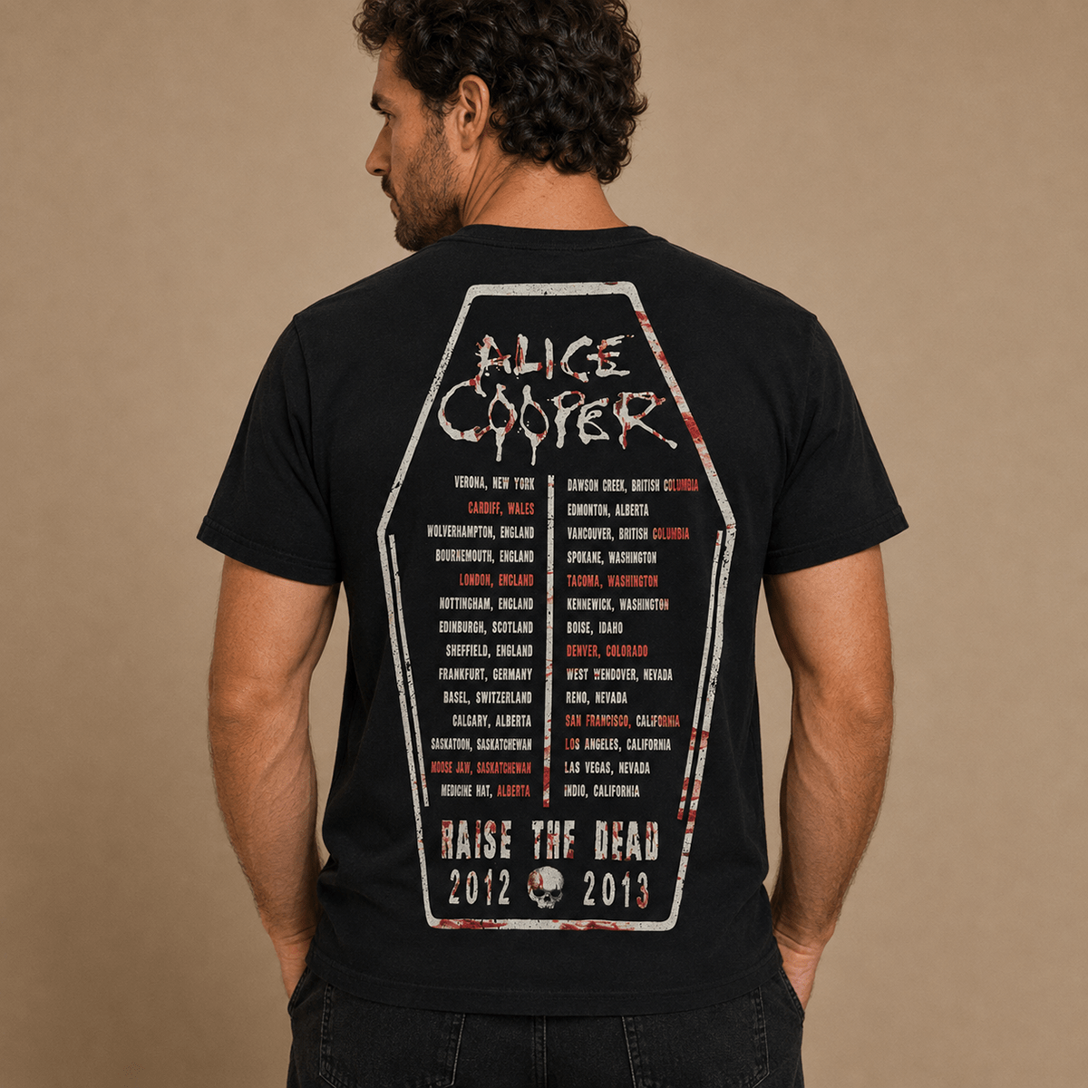 Alice Cooper Raise the Dead 2012-2013 Tour T-Shirt S Black Double-Sided – Music T-Shirt product photo 2 | RewearableUK