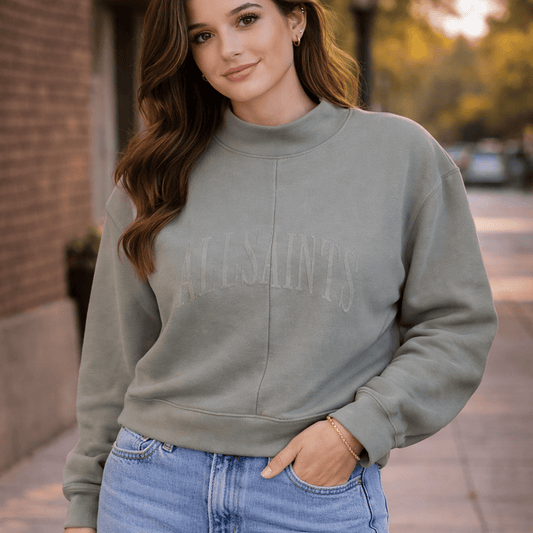All Saints Cotton Crew Neck Jumper Green | Women's Large by AllSaints – Sweater & Hoodie | RewearableUK