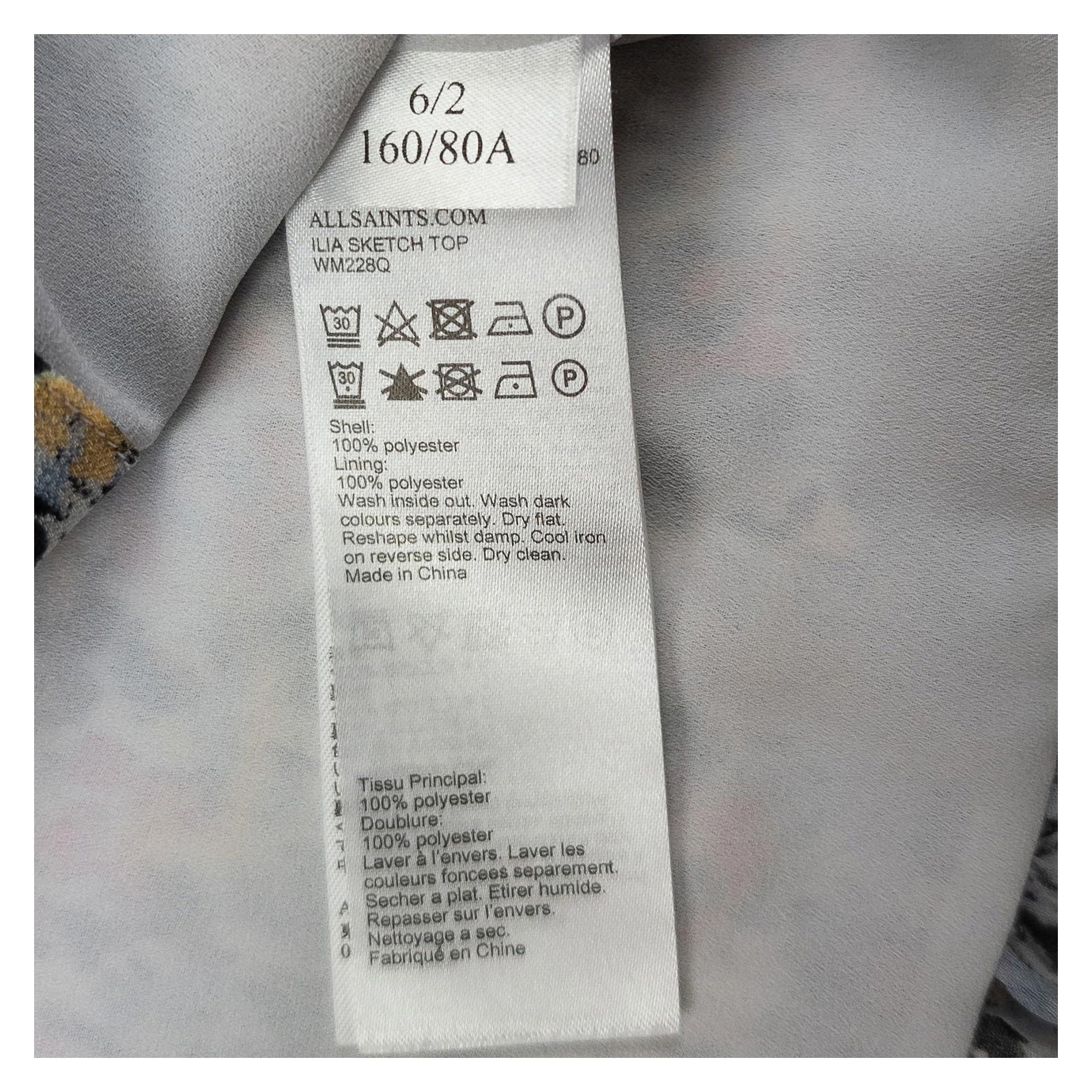 AllSaints Woman Floral Top Size UK 6 Ilia Sketch V - Neck Peplum Short Sleeve Shee by AllSaints – | RewearableUK