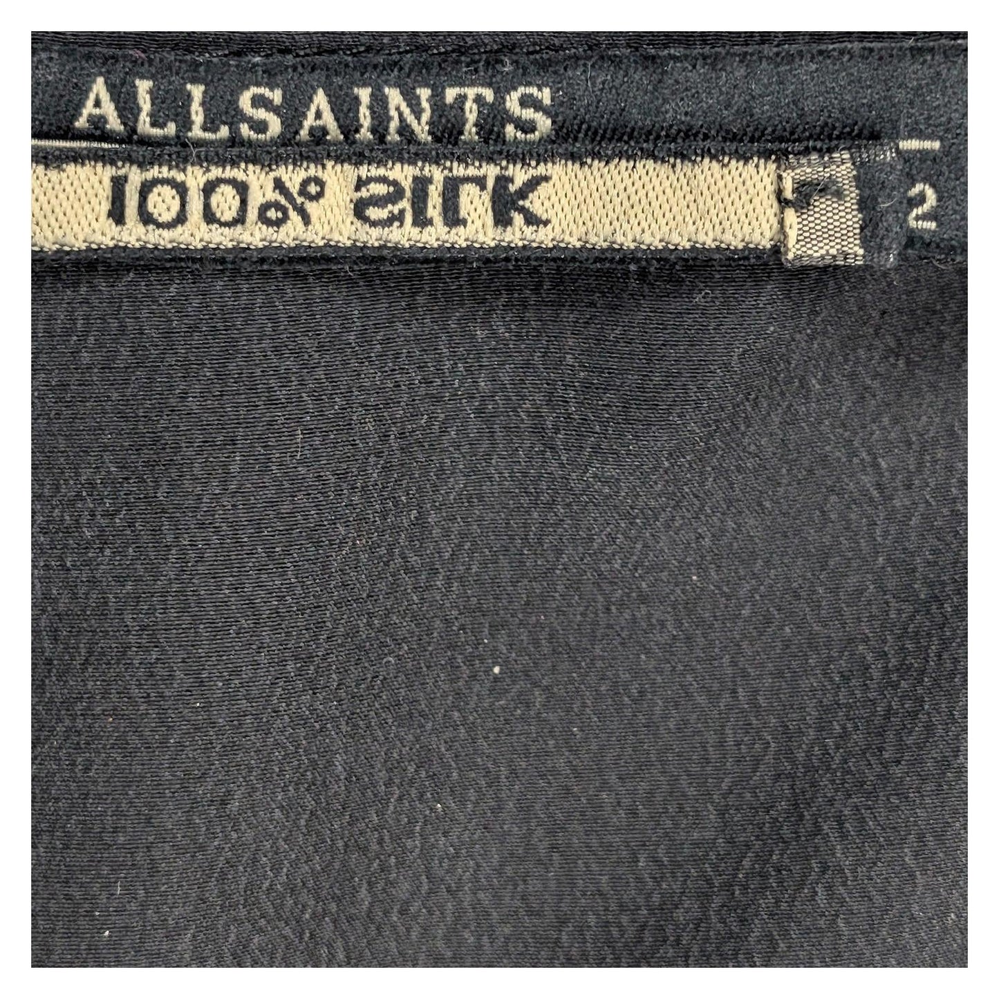 AllSaints Women Top Size 2 Black 100% Silk Draped Wrap V - Neck Sleeveless by AllSaints – blouse | RewearableUK
