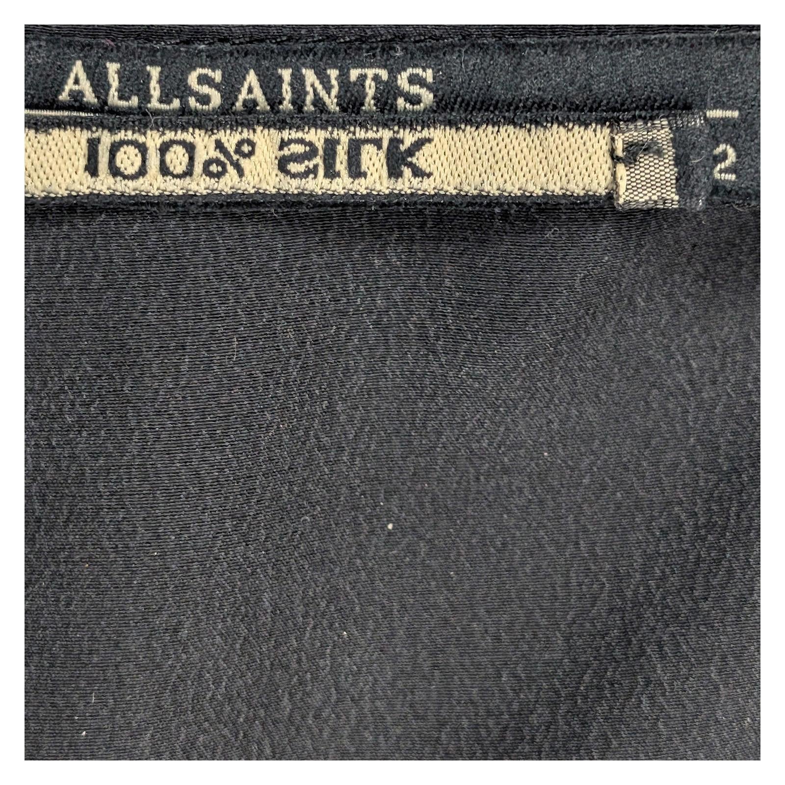 AllSaints Women Top Size 2 Black 100% Silk Draped Wrap V - Neck Sleeveless by AllSaints – blouse | RewearableUK
