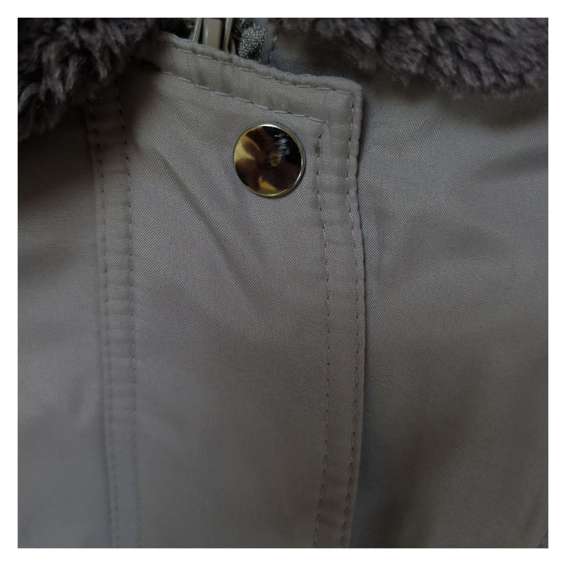 Anne de Lancay Damart Womens M Grey Longline Coat Faux Fur Collar Quilted Jacket – product photo 6 | RewearableUK