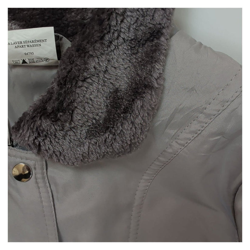 Anne de Lancay Damart Womens M Grey Longline Coat Faux Fur Collar Quilted Jacket – product photo 5 | RewearableUK