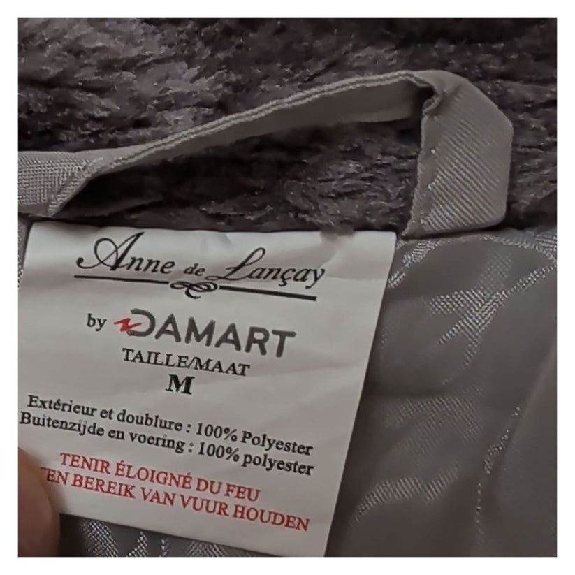 Anne de Lancay Damart Womens M Grey Longline Coat Faux Fur Collar Quilted Jacket – product photo 7 | RewearableUK