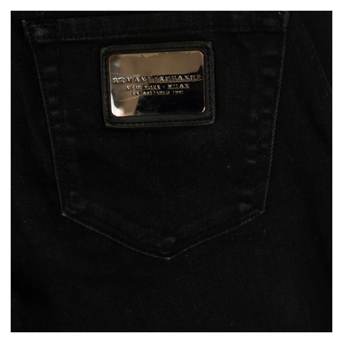 Armani Exchange J11 Skinny Jeans US 4 UK 8 Black Stretch Metal Logo Plate Pants by Armani – | RewearableUK