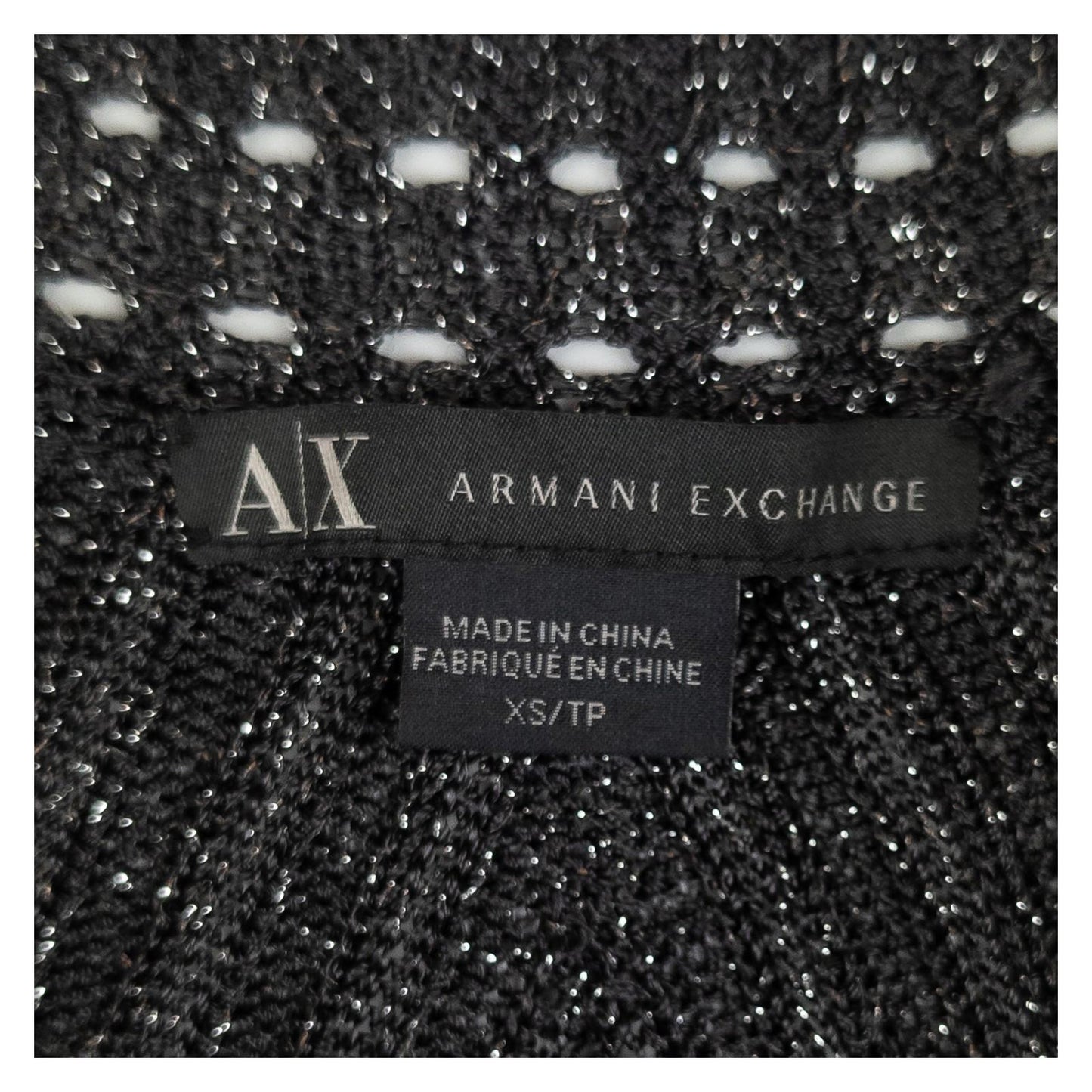 Armani Exchange Knit Tunic Top XS Black Metallic Shimmer V - Neck Pattern Dress by Armani Exchange – | RewearableUK