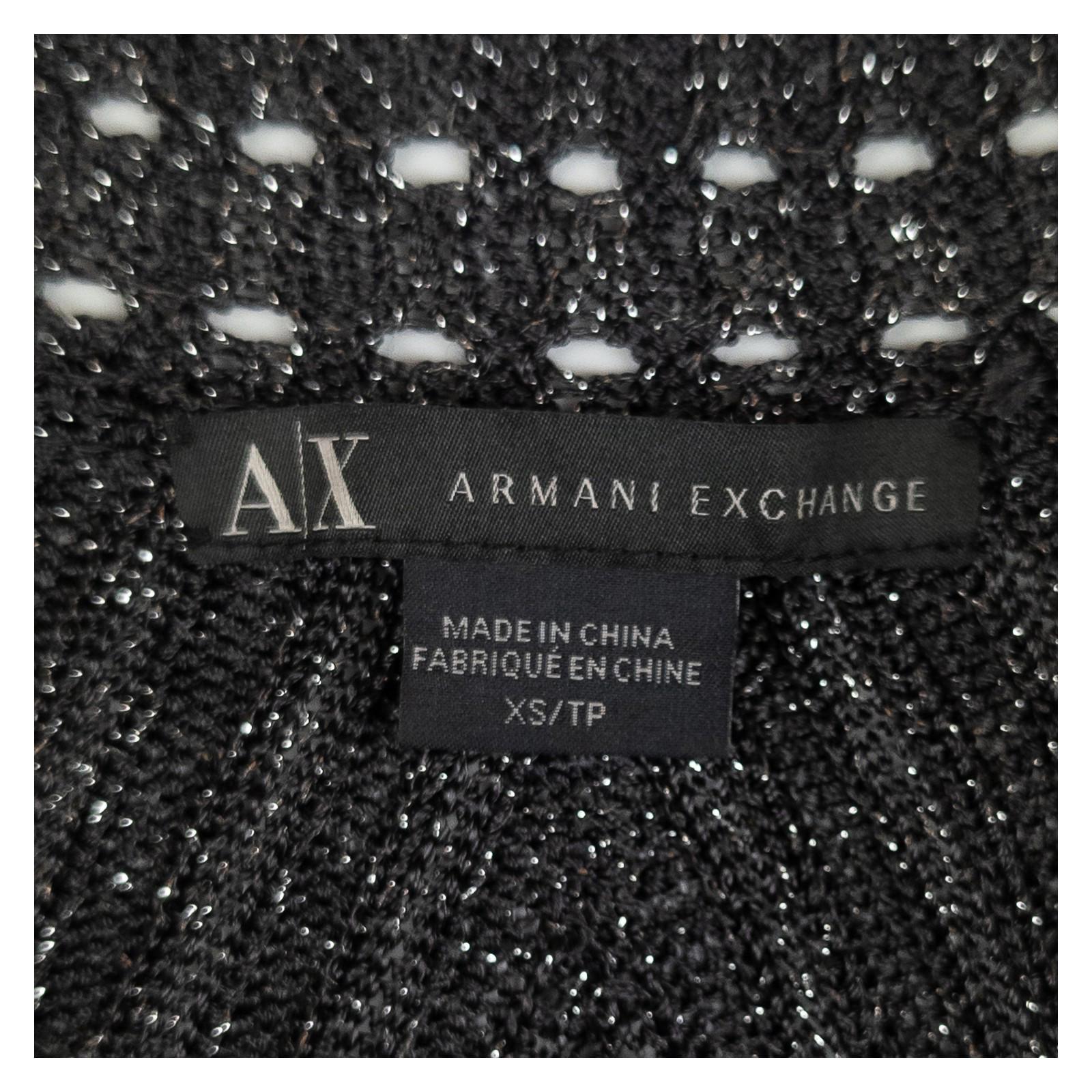 Armani Exchange Knit Tunic Top XS Black Metallic Shimmer V - Neck Pattern Dress by Armani Exchange – | RewearableUK