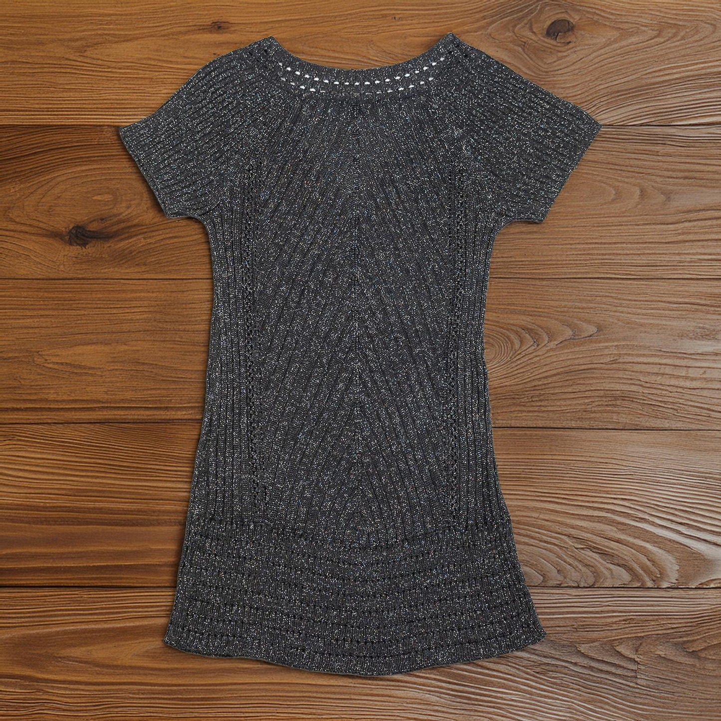 Armani Exchange Knit Tunic Top XS Black Metallic Shimmer V - Neck Pattern Dress by Armani Exchange – | RewearableUK