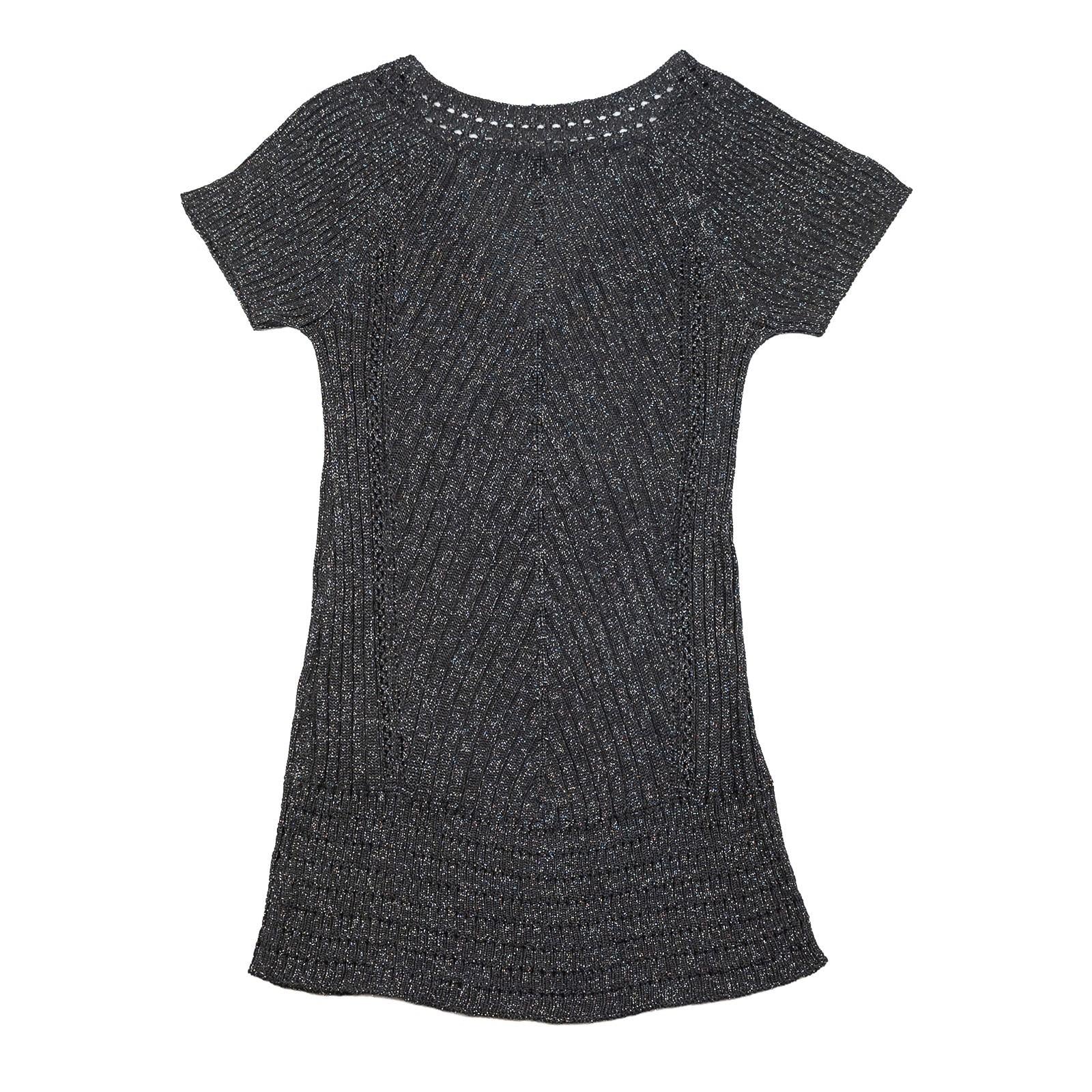 Armani Exchange Knit Tunic Top XS Black Metallic Shimmer V - Neck Pattern Dress by Armani Exchange – | RewearableUK