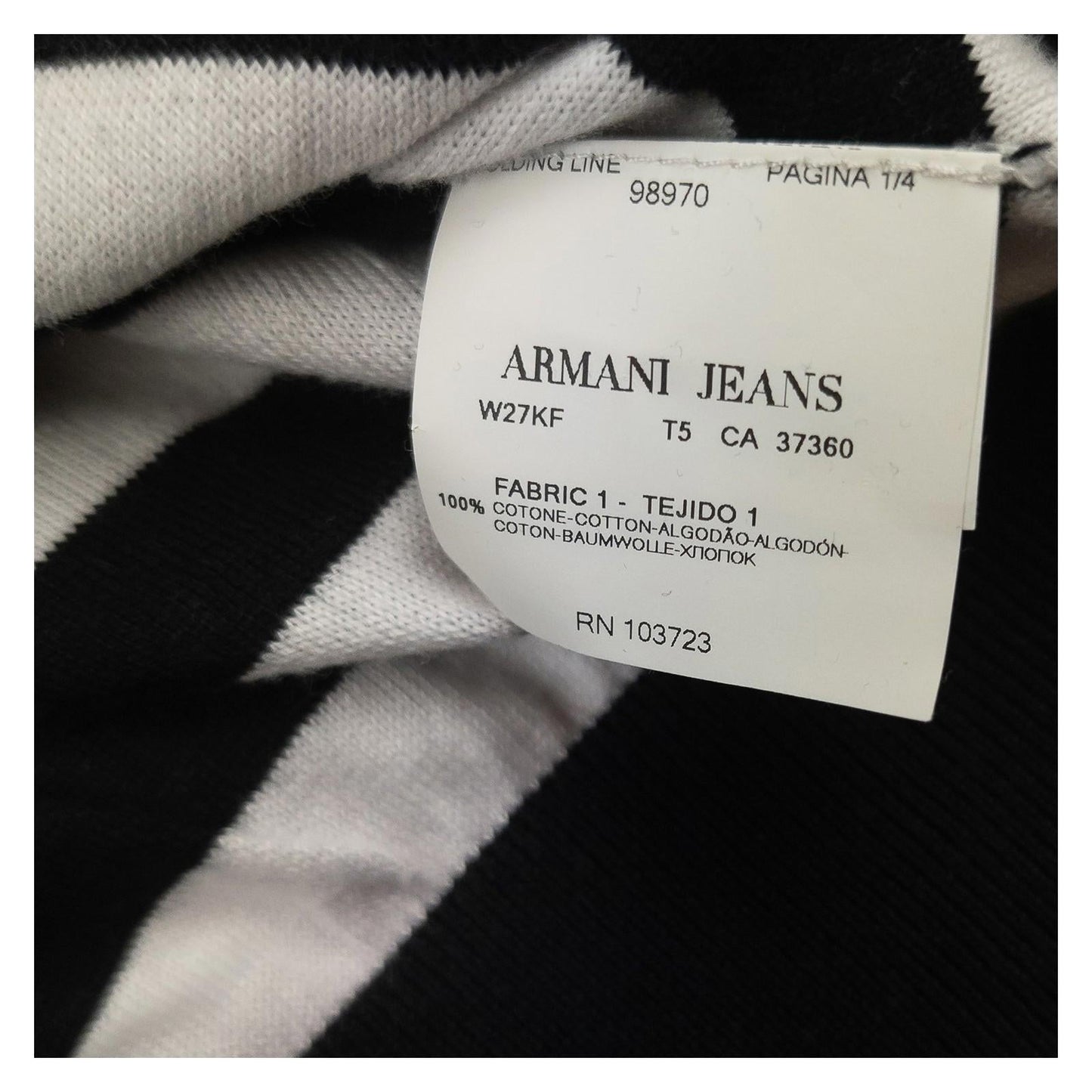 Armani Jeans Jumper UK 8 (IT 40) Black White Striped Mesh Panel Cotton Top by Armani Jeans – | RewearableUK