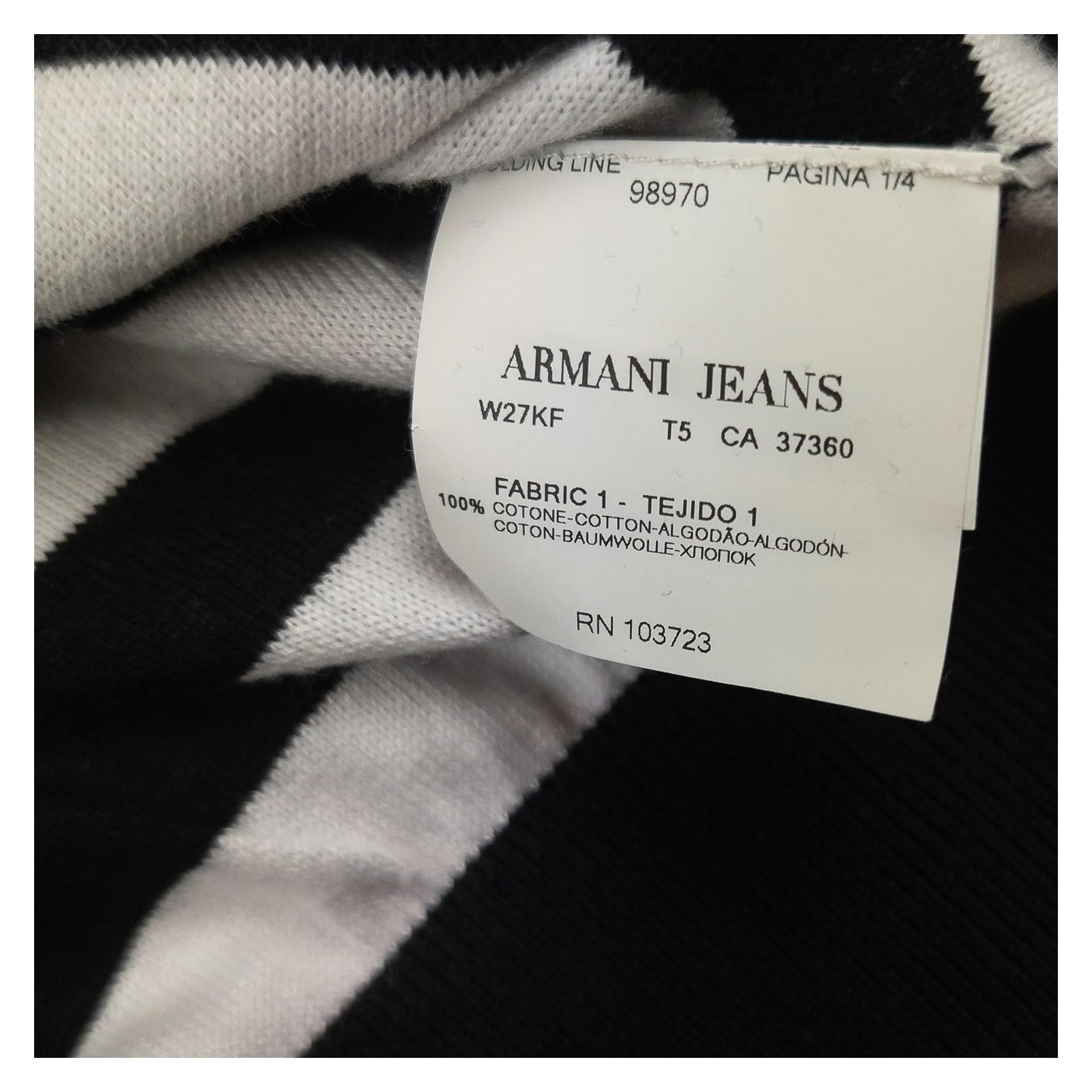 Armani Jeans Jumper UK 8 (IT 40) Black White Striped Mesh Panel Cotton Top by Armani Jeans – | RewearableUK
