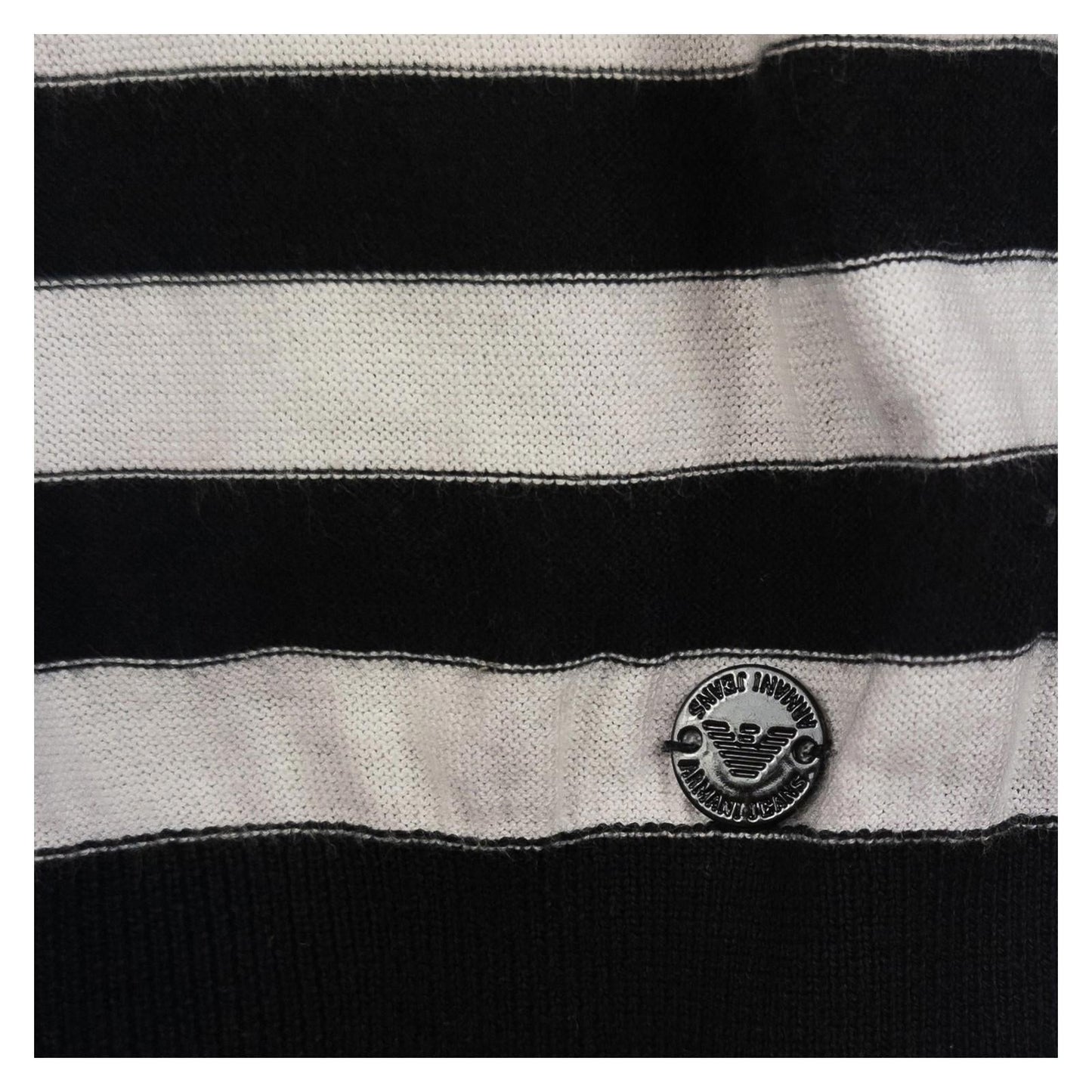 Armani Jeans Jumper UK 8 (IT 40) Black White Striped Mesh Panel Cotton Top by Armani Jeans – | RewearableUK