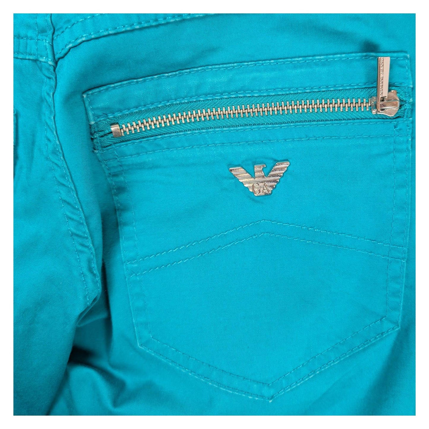 Armani Jeans Trousers Size W25 Turquoise Blue Skinny Stretch Zip Back Pocket Log by Armani Jeans – | RewearableUK