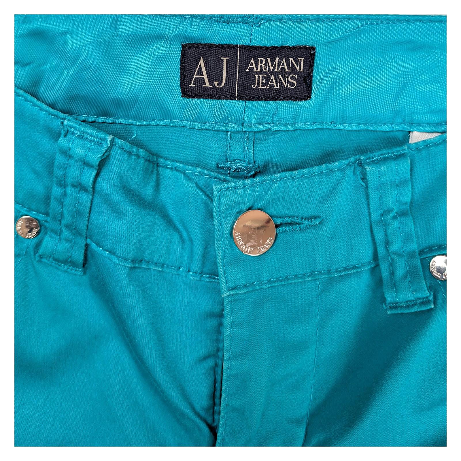 Armani Jeans Trousers Size W25 Turquoise Blue Skinny Stretch Zip Back Pocket Log by Armani Jeans – | RewearableUK