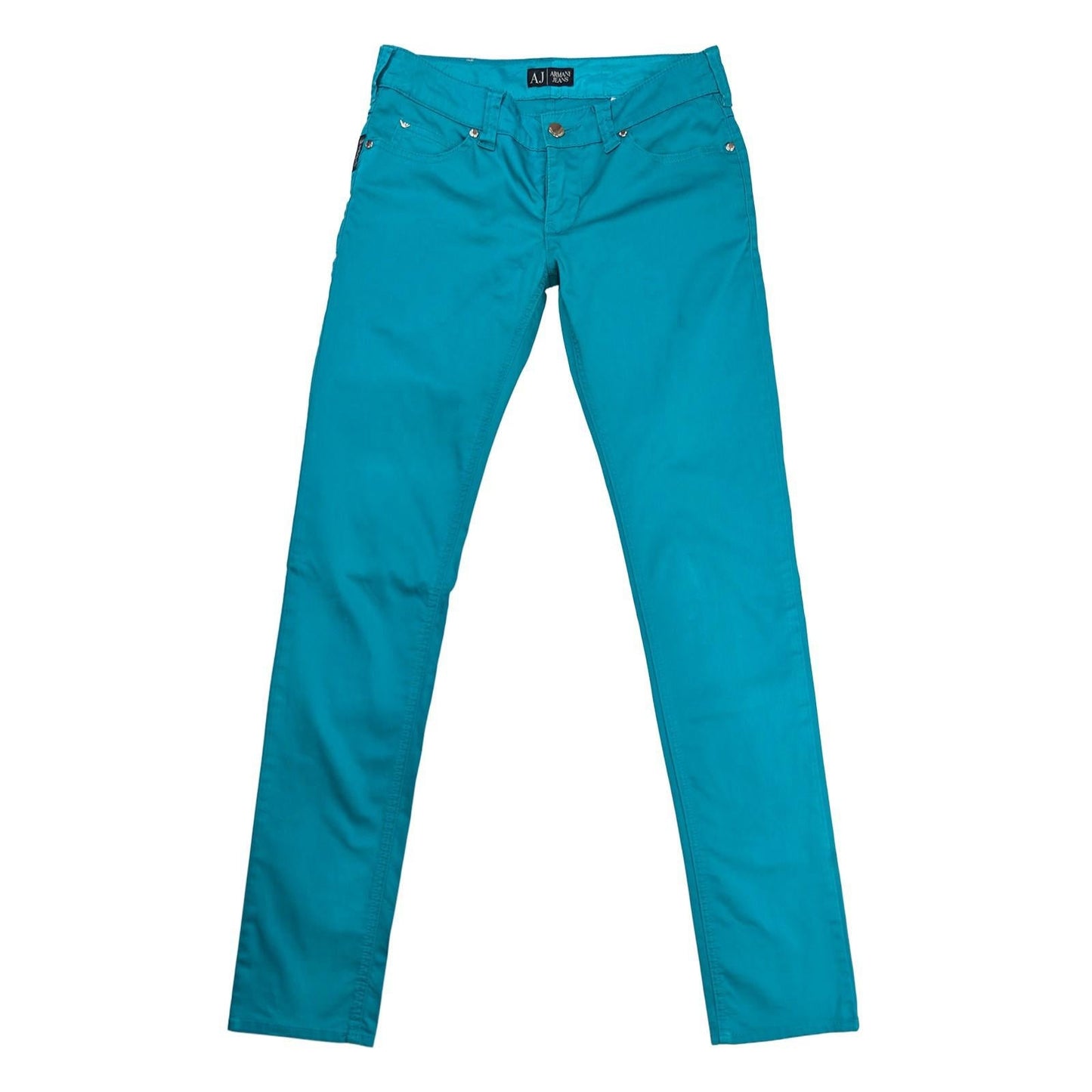 Armani Jeans Trousers Size W25 Turquoise Blue Skinny Stretch Zip Back Pocket Log by Armani Jeans – | RewearableUK