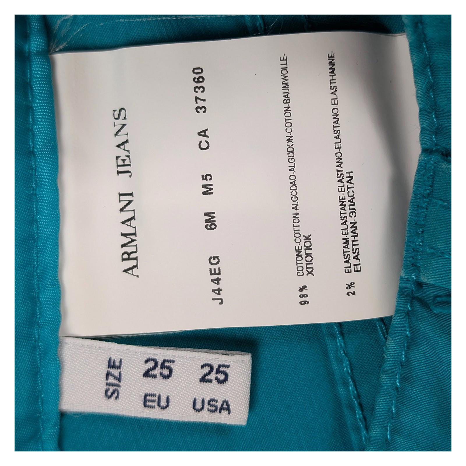 Armani Jeans Trousers Size W25 Turquoise Blue Skinny Stretch Zip Back Pocket Log by Armani Jeans – | RewearableUK
