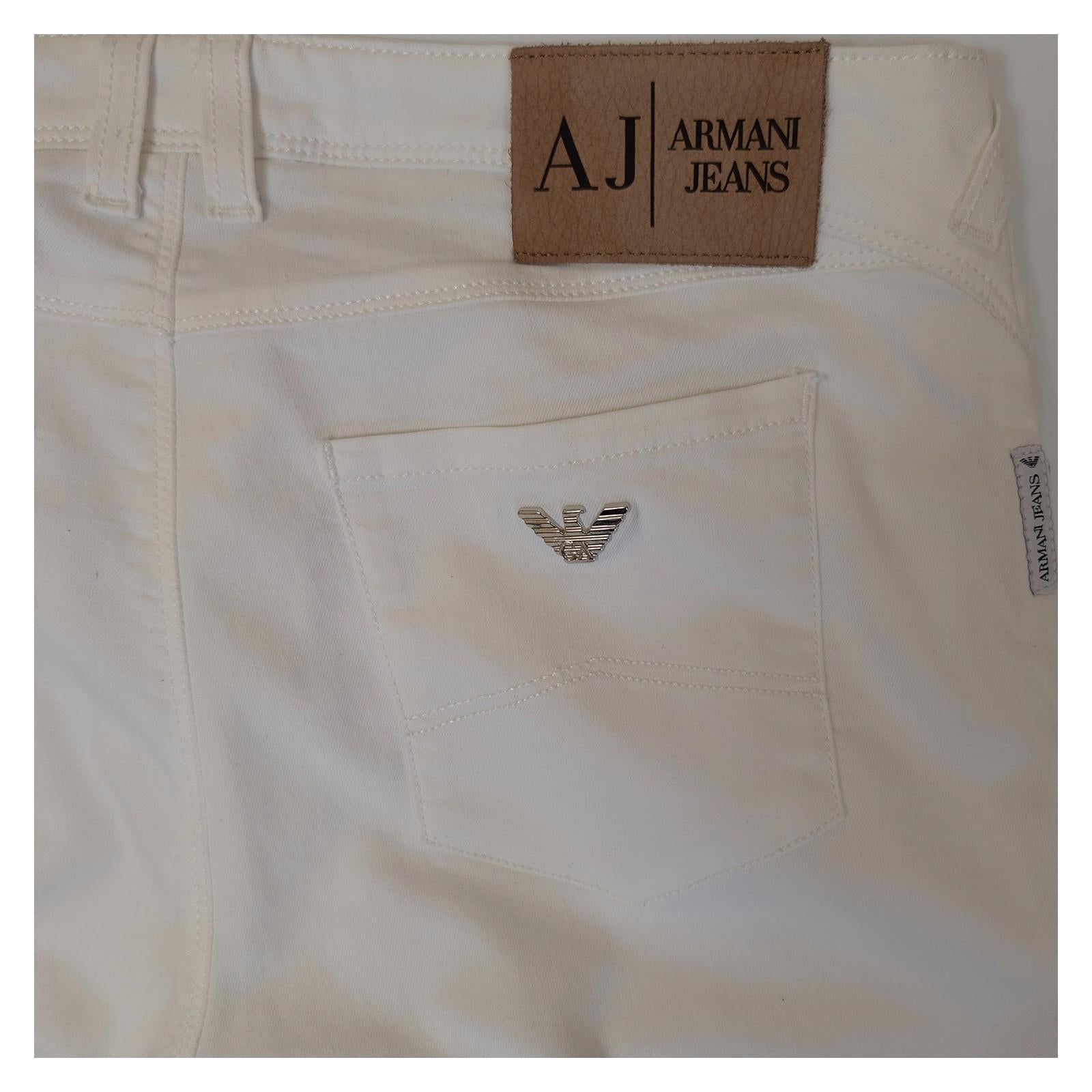 Armani Jeans White Skinny Trousers Women's Size W28 Stretch Cotton AJ Logo Denim by Armani Jeans – | RewearableUK