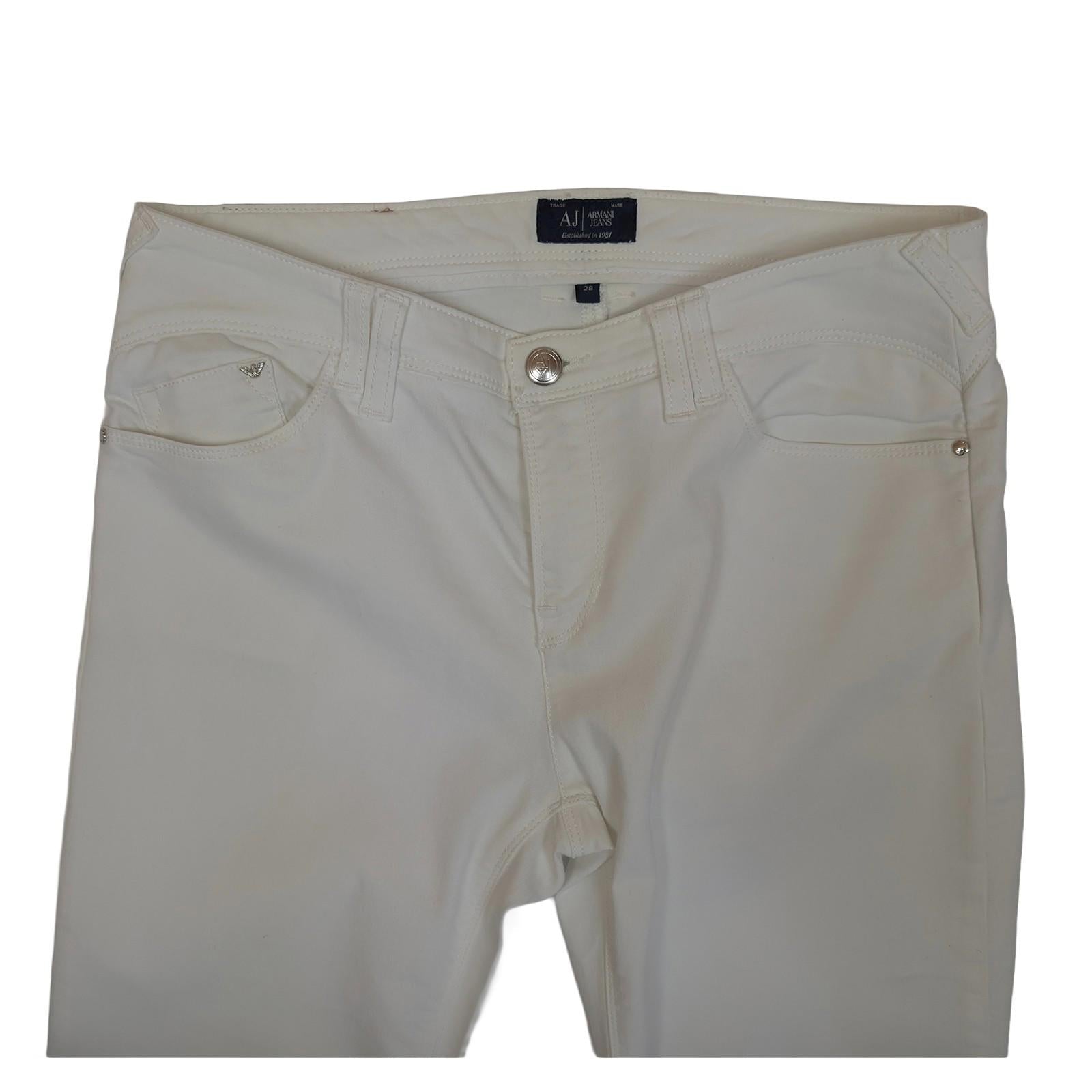Armani Jeans White Skinny Trousers Women's Size W28 Stretch Cotton AJ Logo Denim by Armani Jeans – | RewearableUK