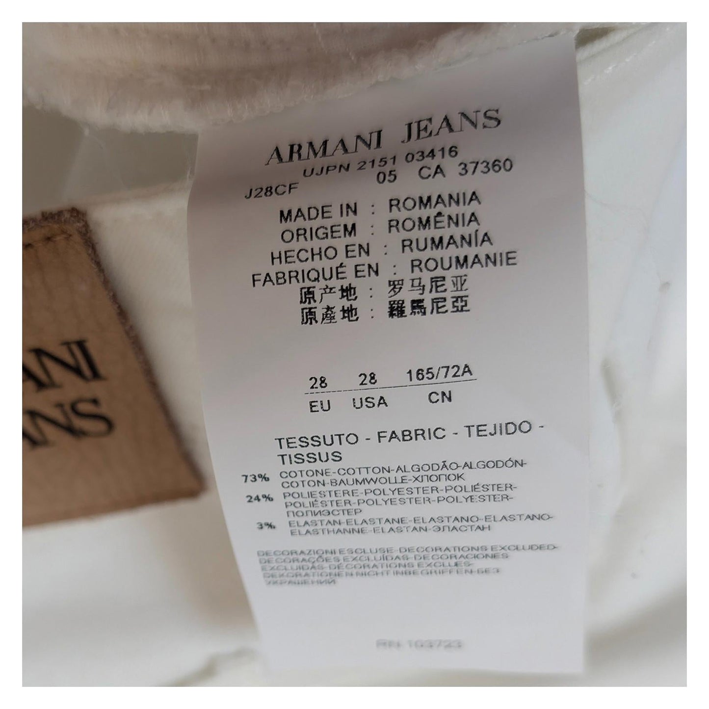 Armani Jeans White Skinny Trousers Women's Size W28 Stretch Cotton AJ Logo Denim by Armani Jeans – | RewearableUK