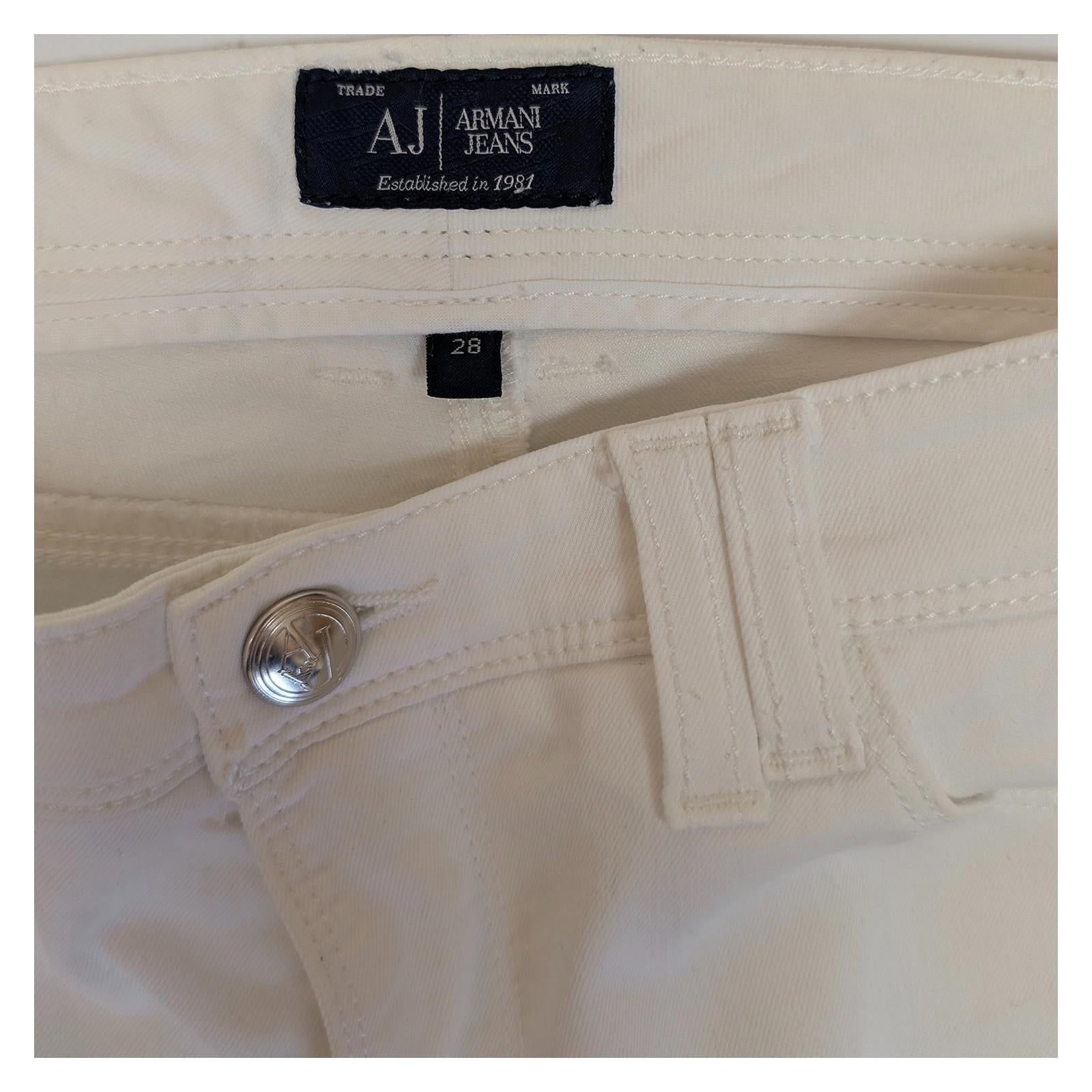 Armani Jeans White Skinny Trousers Women's Size W28 Stretch Cotton AJ Logo Denim by Armani Jeans – | RewearableUK