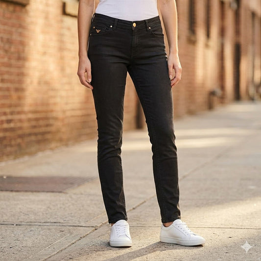 armani jeans womens black orchid j28 slim fit skinny trousers size 27 by Armani Jeans – JEANS | RewearableUK