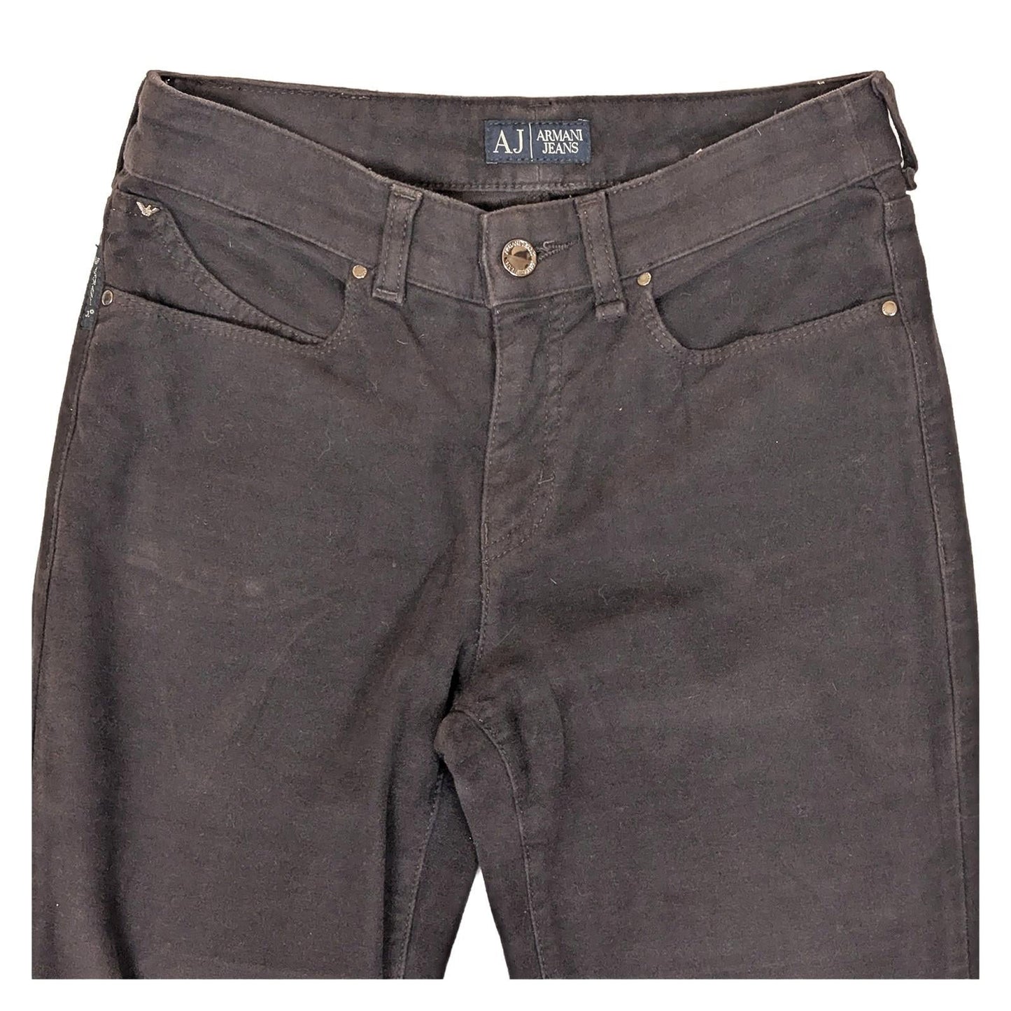 armani jeans womens dark brown soft stretch trousers slim pants size 27 by Armani Jeans – | RewearableUK