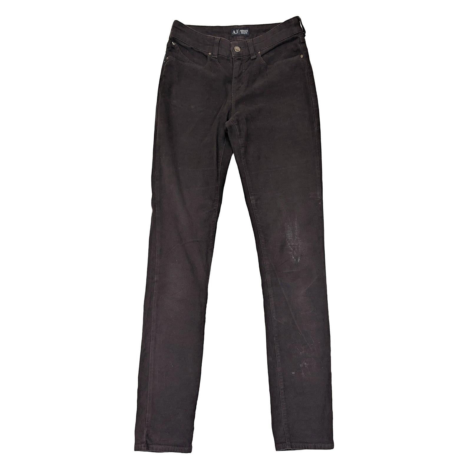armani jeans womens dark brown soft stretch trousers slim pants size 27 by Armani Jeans – | RewearableUK