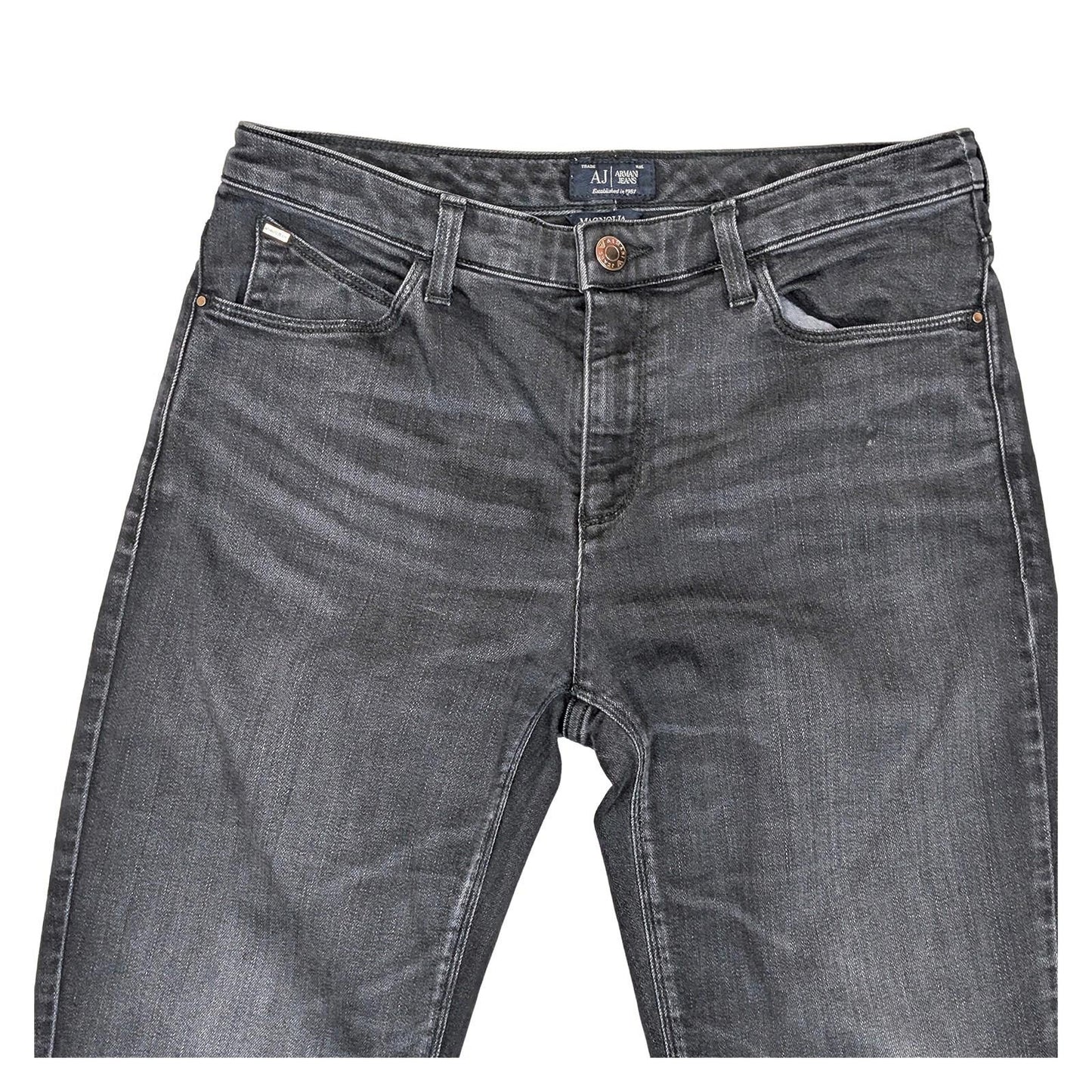 Armani Jeans Women's Magnolia Straight Leg W27 Black Studded Eagle Logo Stretch by Armani Jeans – | RewearableUK