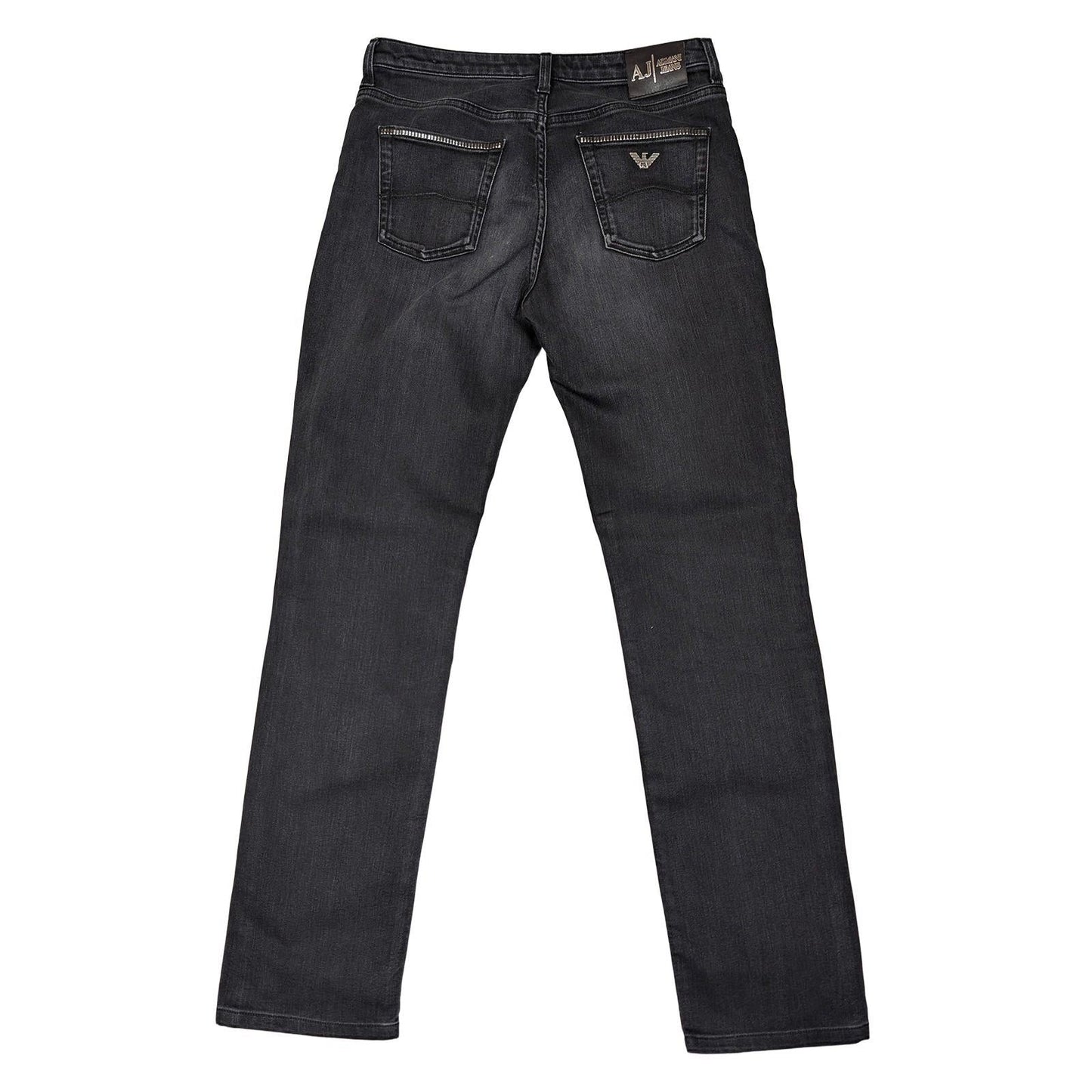 Armani Jeans Women's Magnolia Straight Leg W27 Black Studded Eagle Logo Stretch by Armani Jeans – | RewearableUK