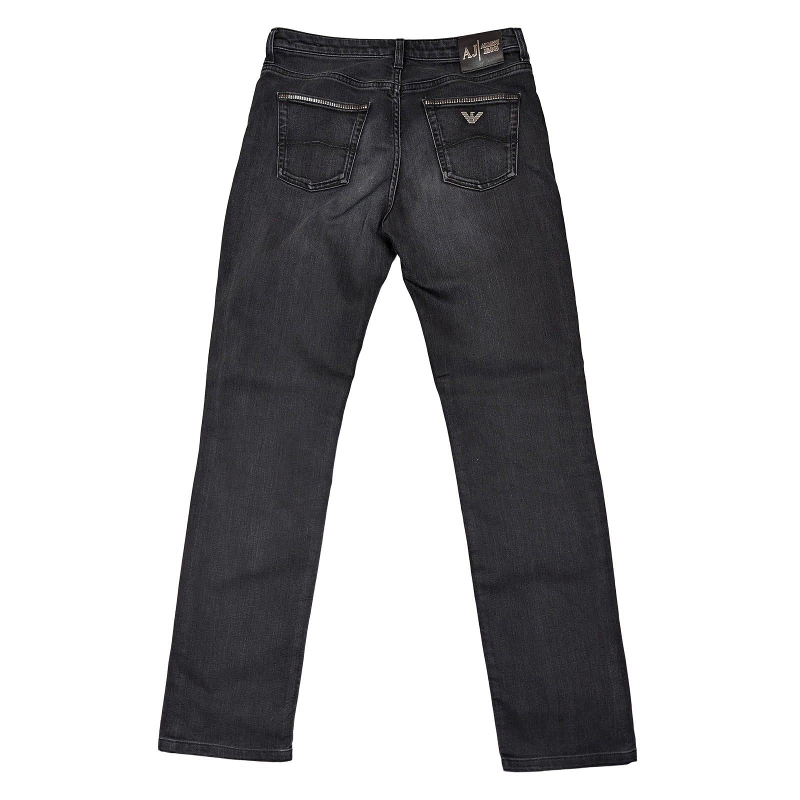 Armani Jeans Women's Magnolia Straight Leg W27 Black Studded Eagle Logo Stretch by Armani Jeans – | RewearableUK