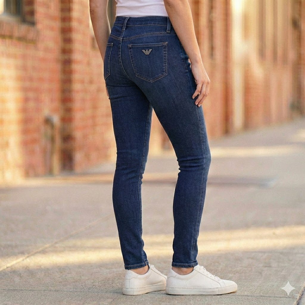 Armani Jeans Women's Skinny Jeans W30 Dark Blue Metal Eagle Logo Stretch Denim by Armani Jeans – JEANS | RewearableUK