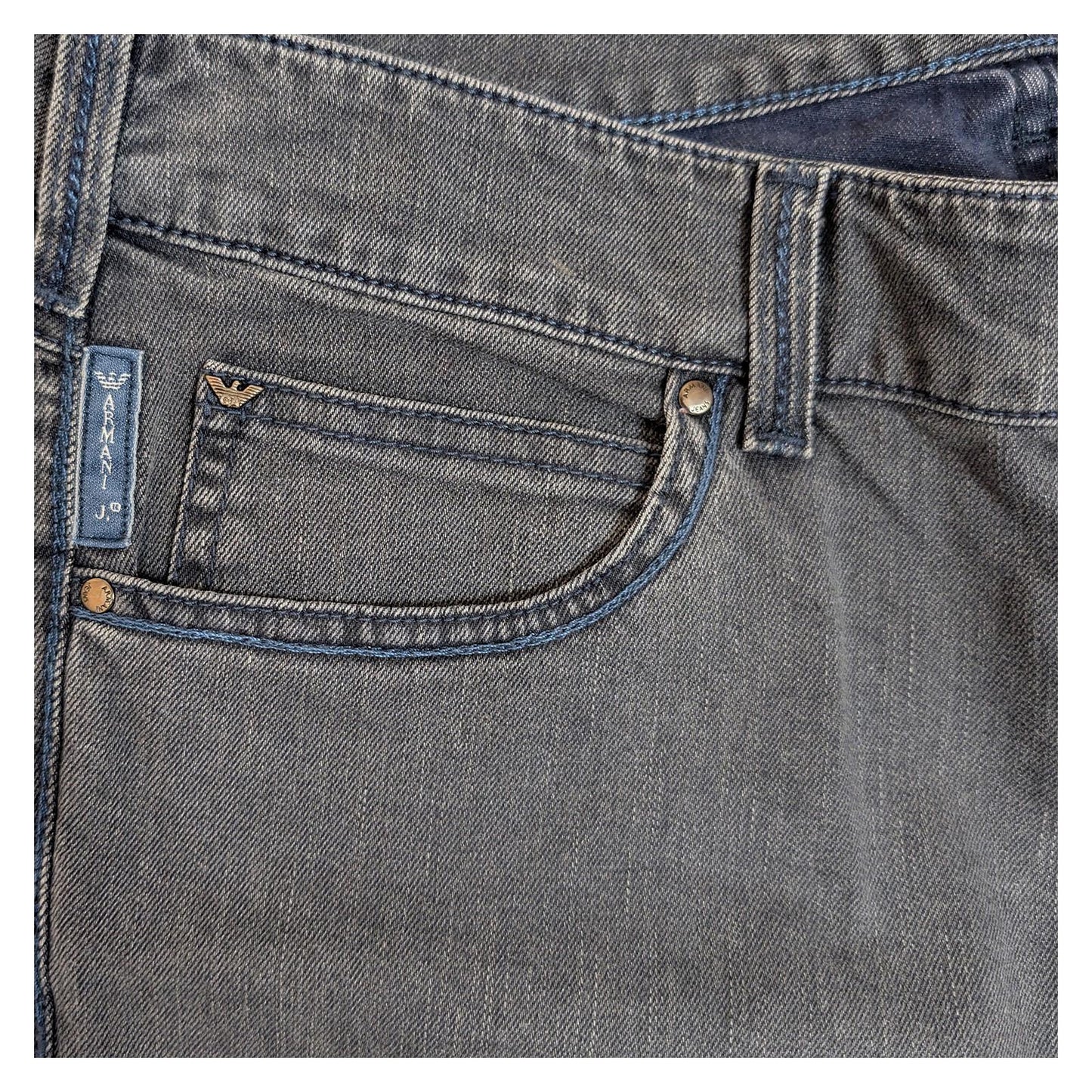 Armani Jeans Women's Slim Straight W28 Grey Zip Pockets Stretch Denim Authentic by Armani Jeans – | RewearableUK