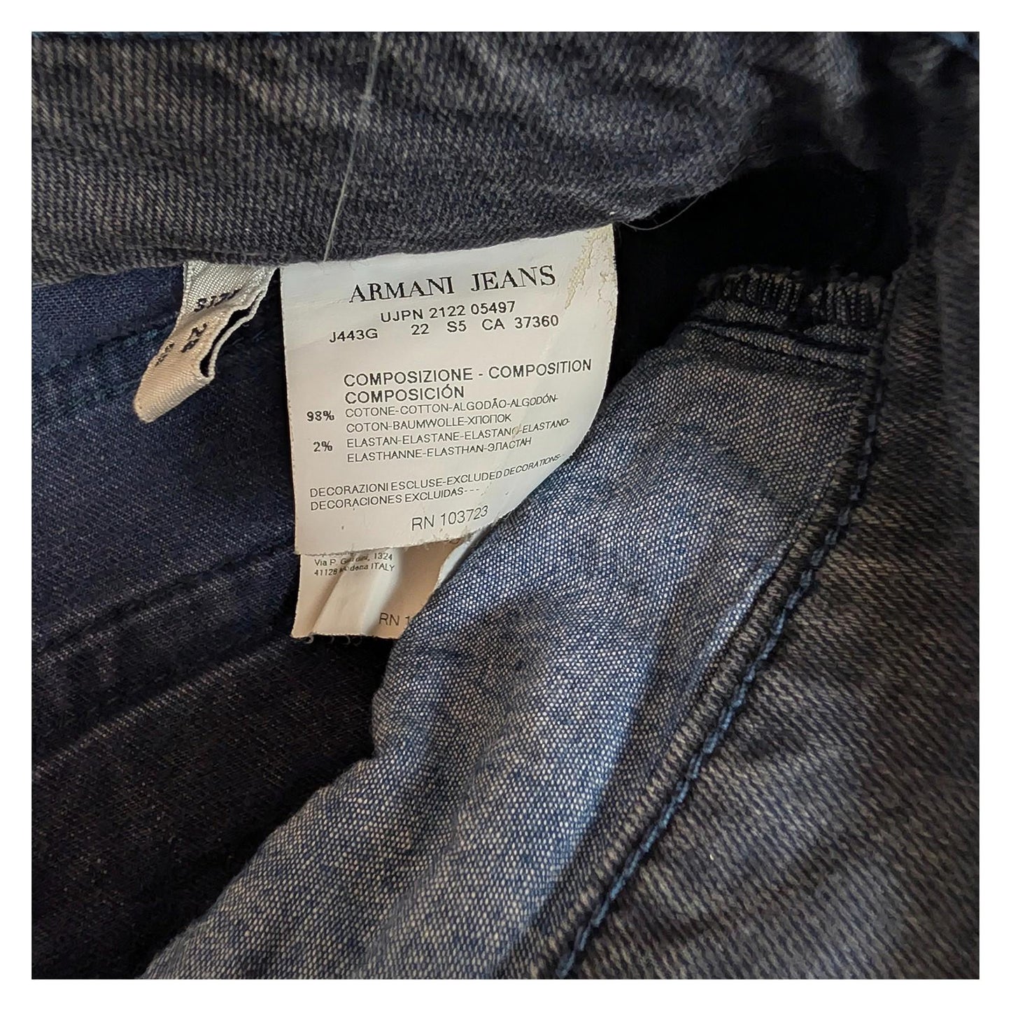 Armani Jeans Women's Slim Straight W28 Grey Zip Pockets Stretch Denim Authentic by Armani Jeans – | RewearableUK