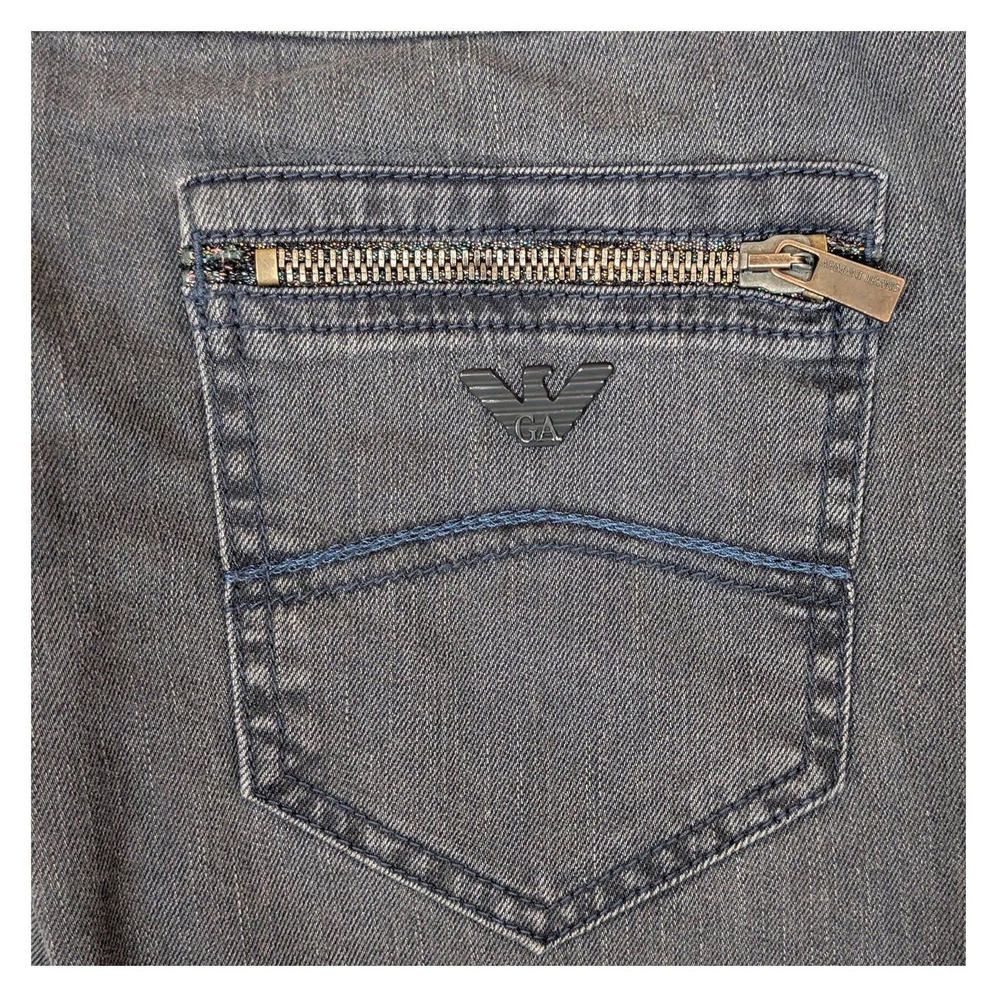 Armani Jeans Women's Slim Straight W28 Grey Zip Pockets Stretch Denim Authentic by Armani Jeans – | RewearableUK