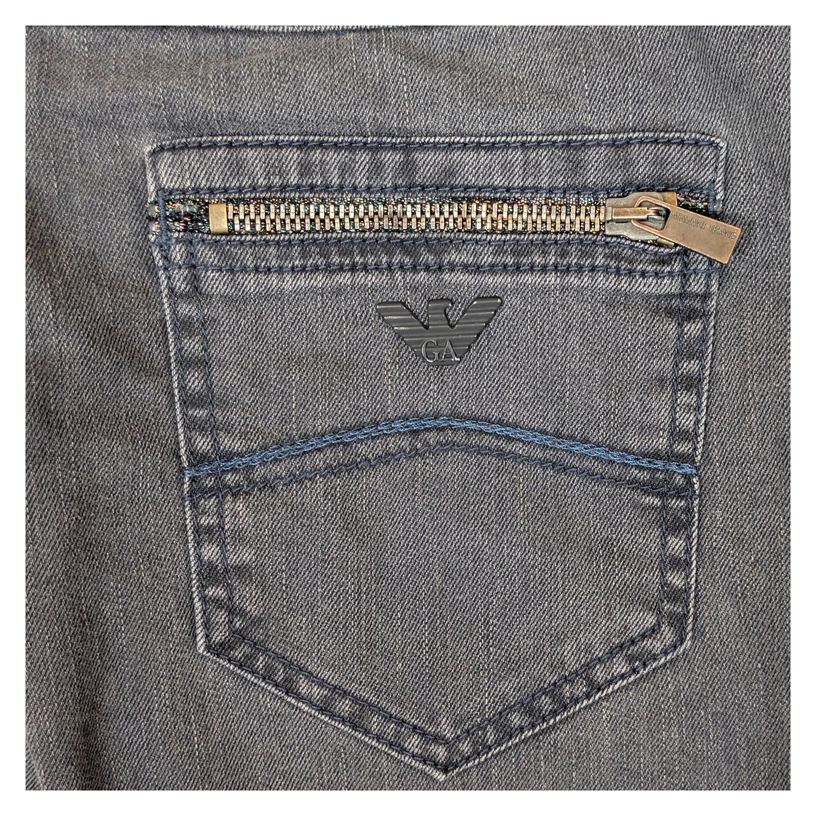 Armani Jeans Women's Slim Straight W28 Grey Zip Pockets Stretch Denim Authentic by Armani Jeans – | RewearableUK