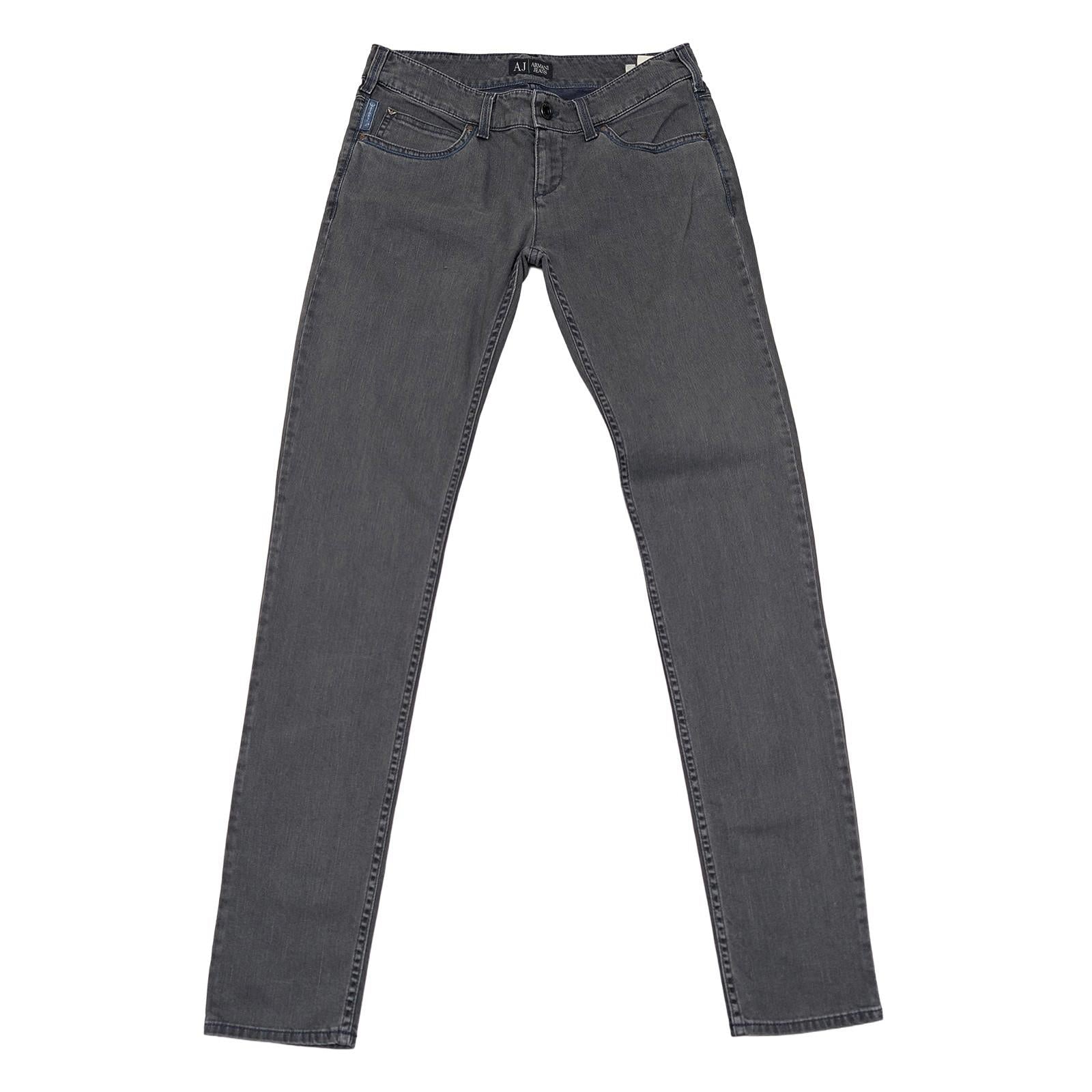 Armani Jeans Women's Slim Straight W28 Grey Zip Pockets Stretch Denim Authentic by Armani Jeans – | RewearableUK