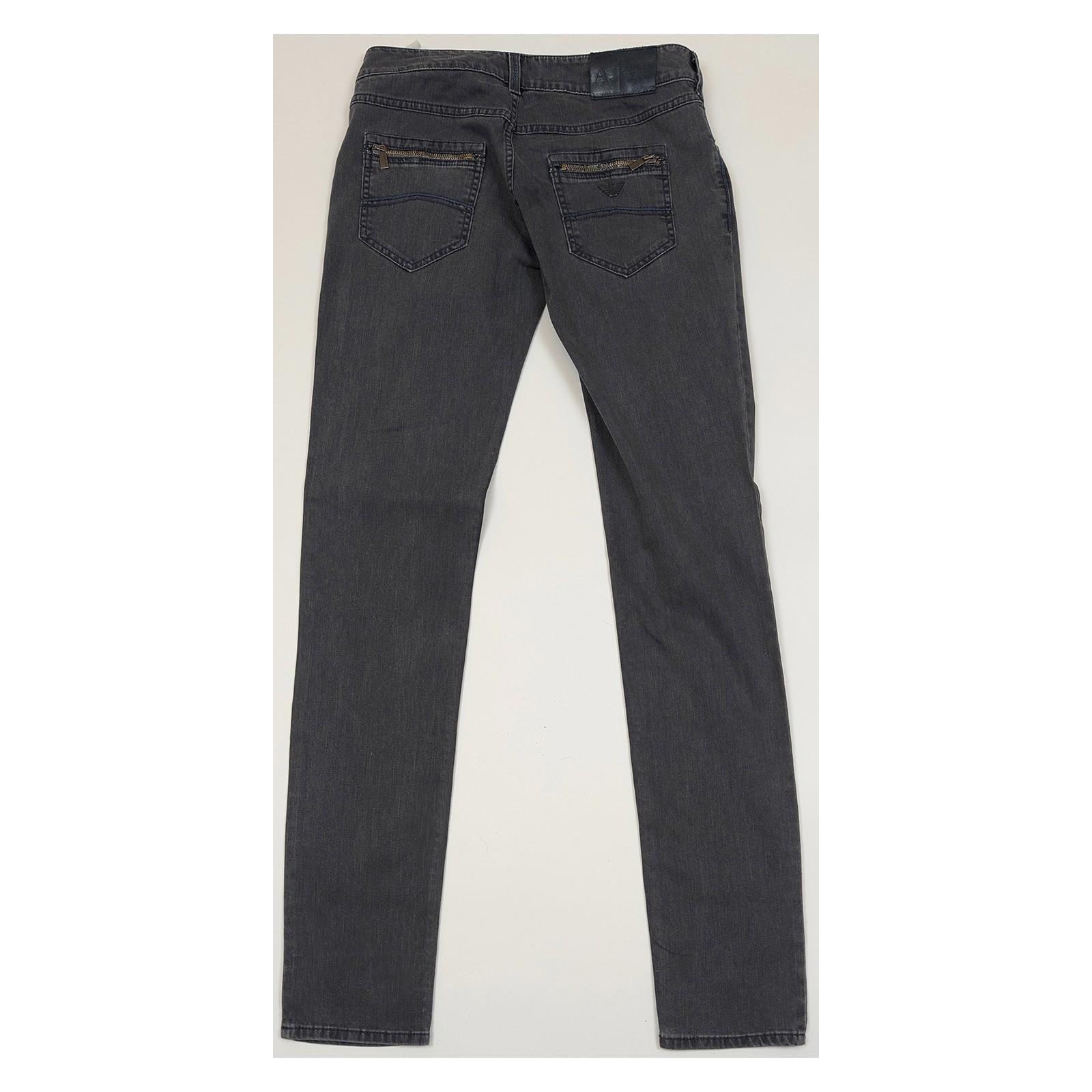 Armani Jeans Women's Slim Straight W28 Grey Zip Pockets Stretch Denim Authentic by Armani Jeans – | RewearableUK