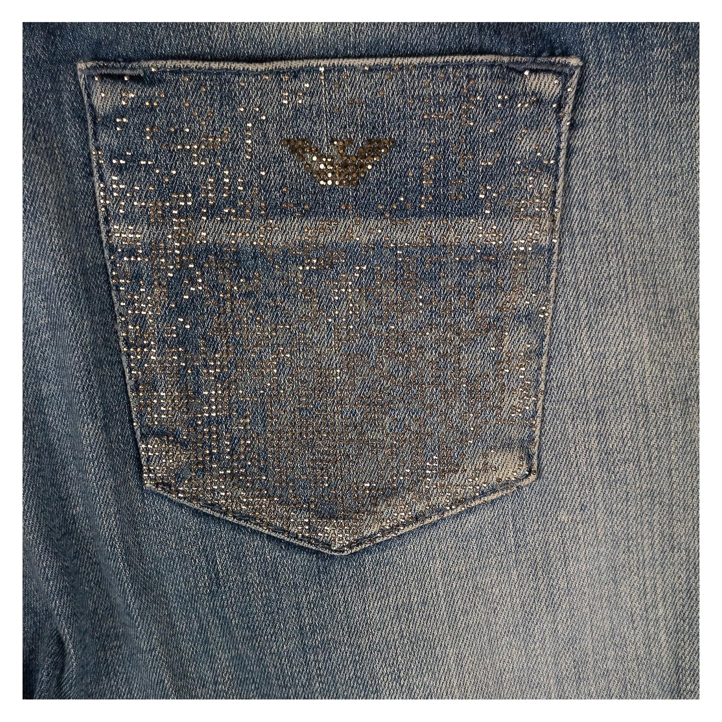 Armani Jeans Women's W29 Regular Fit Blue Denim Crystal Rhinestone Pockets Glam by Armani Jeans – | RewearableUK