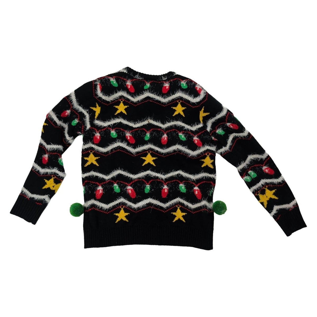 ASVP Shop Womens Christmas Jumper M Black 3D Pom Poms Lights Stars – product photo 3 | RewearableUK