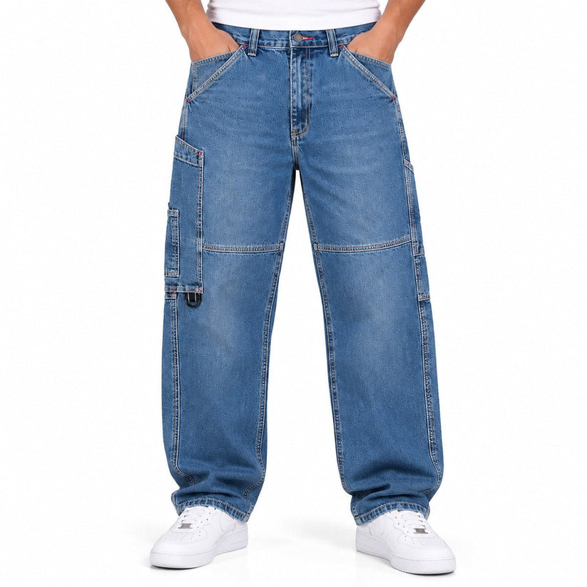 A.U.S.T Men's Carpenter Jeans Size S Washed Blue Denim Utility Workwear – Jeans product photo 1 | RewearableUK