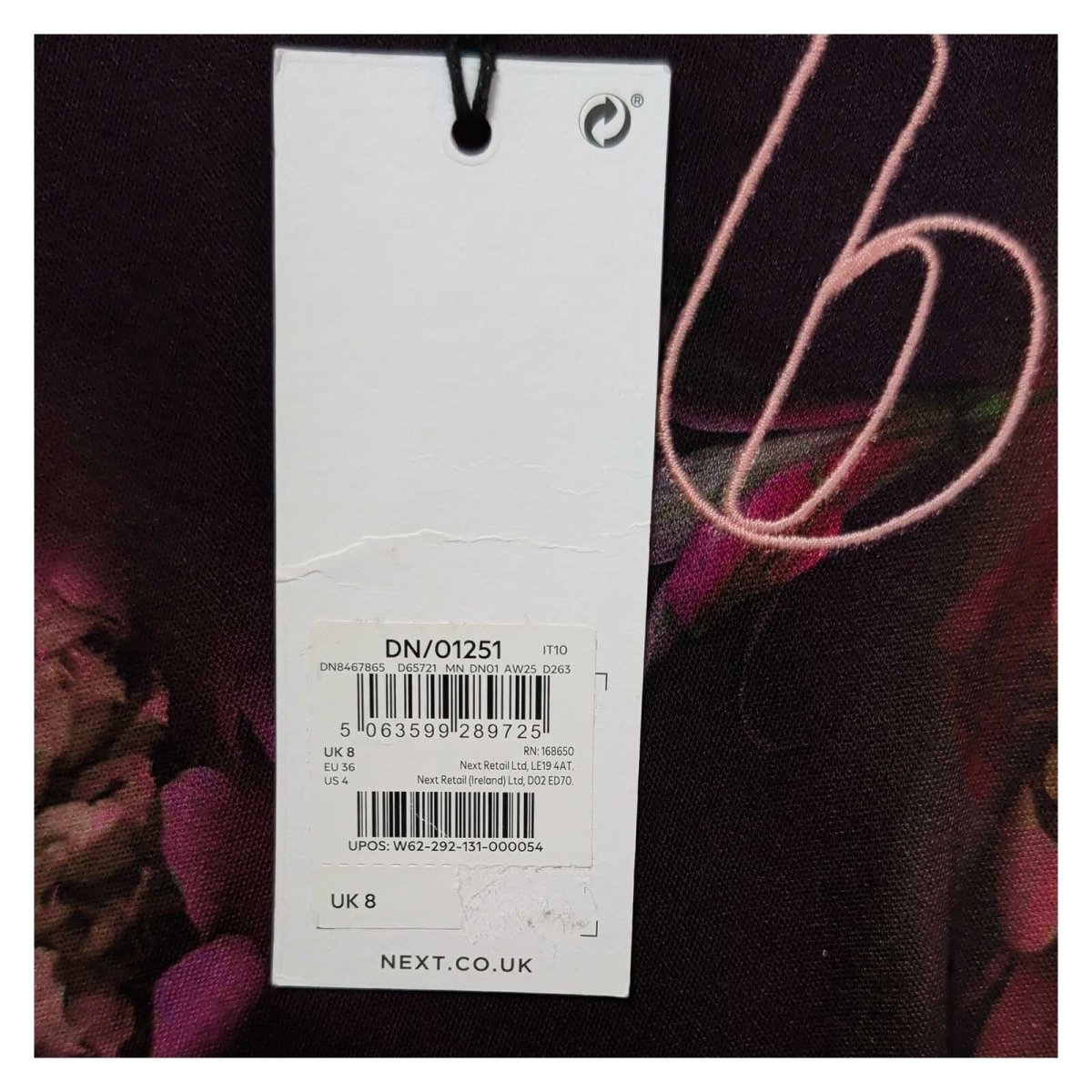 B by Ted Baker Floral Sweatshirt UK 8 Burgundy Cotton Long Sleeve NWT – product photo 2 | RewearableUK