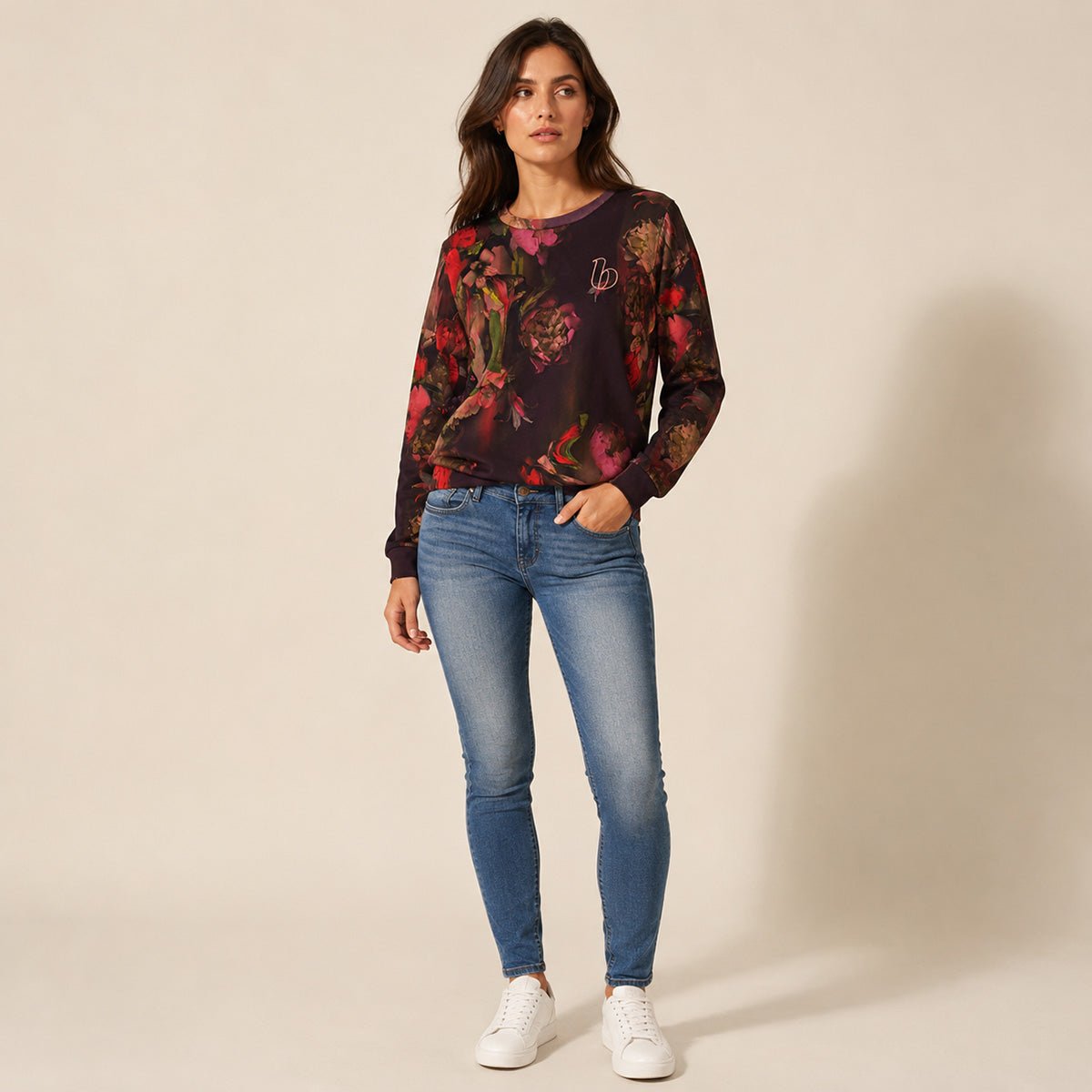 B by Ted Baker Floral Sweatshirt UK 8 Burgundy Cotton NWT – Top product photo 1 | RewearableUK