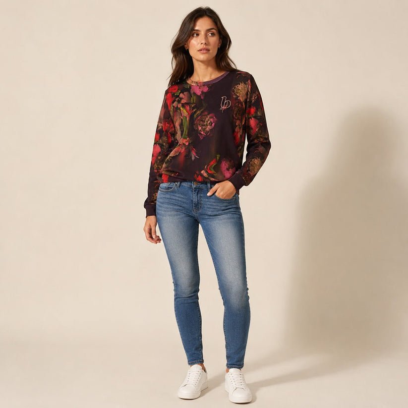 B by Ted Baker Floral Sweatshirt UK 8 Burgundy Cotton NWT – Top product photo 1 | RewearableUK