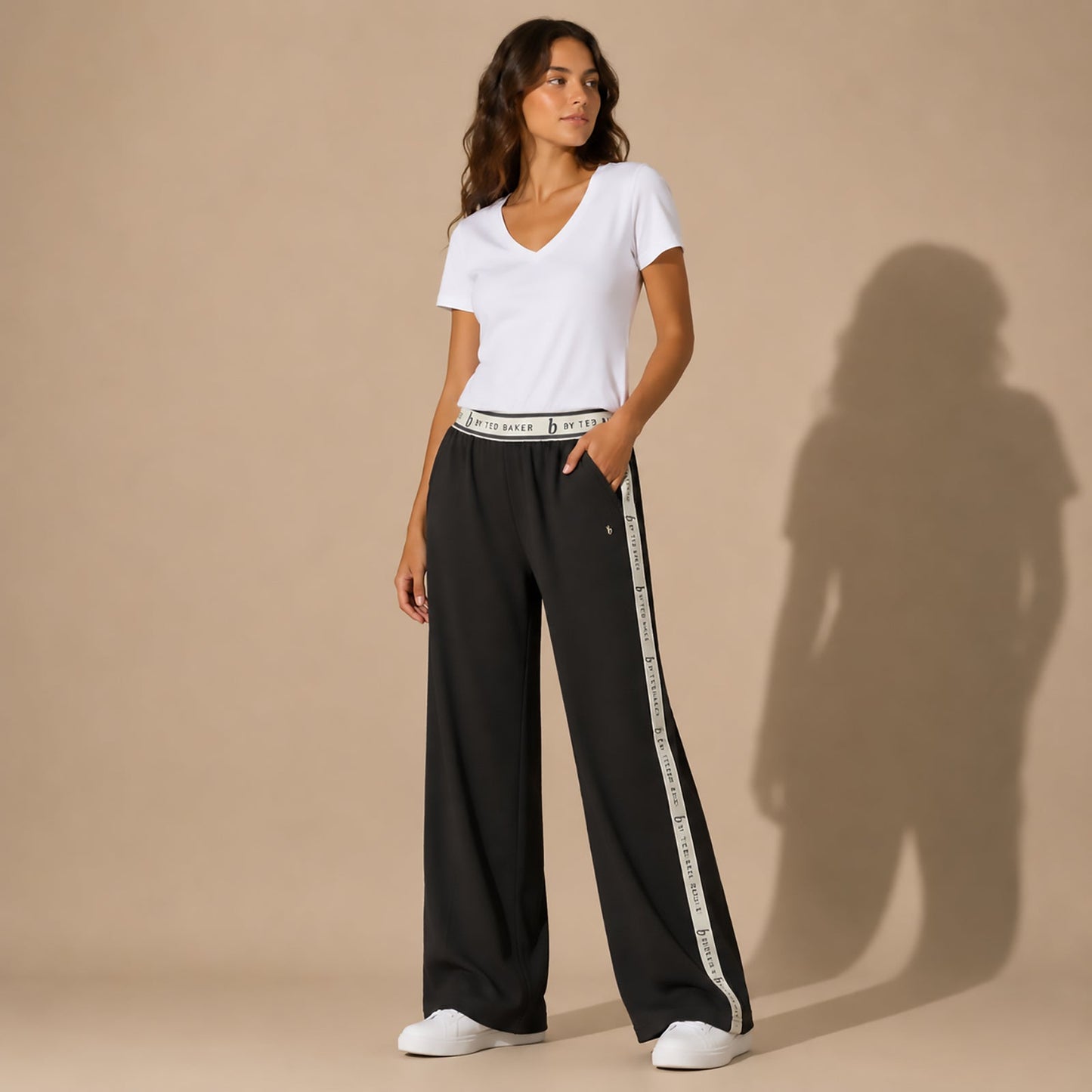 b by ted baker womens grey ribbed wide leg lounge trousers pants size 10 by Ted Baker – trousers | RewearableUK