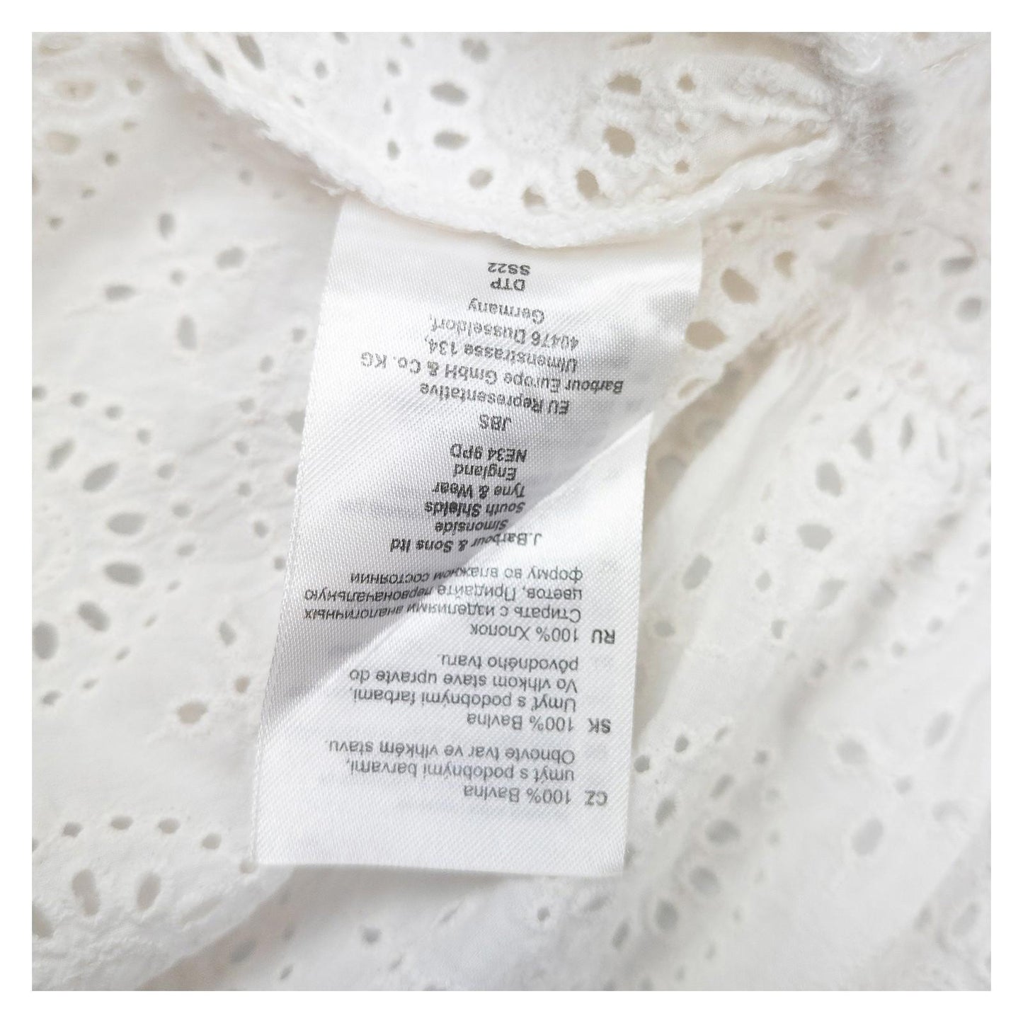 Barbour Cherbury Top Womens UK 10 White Broderie Anglaise Cotton Blouse by Barbour – | RewearableUK