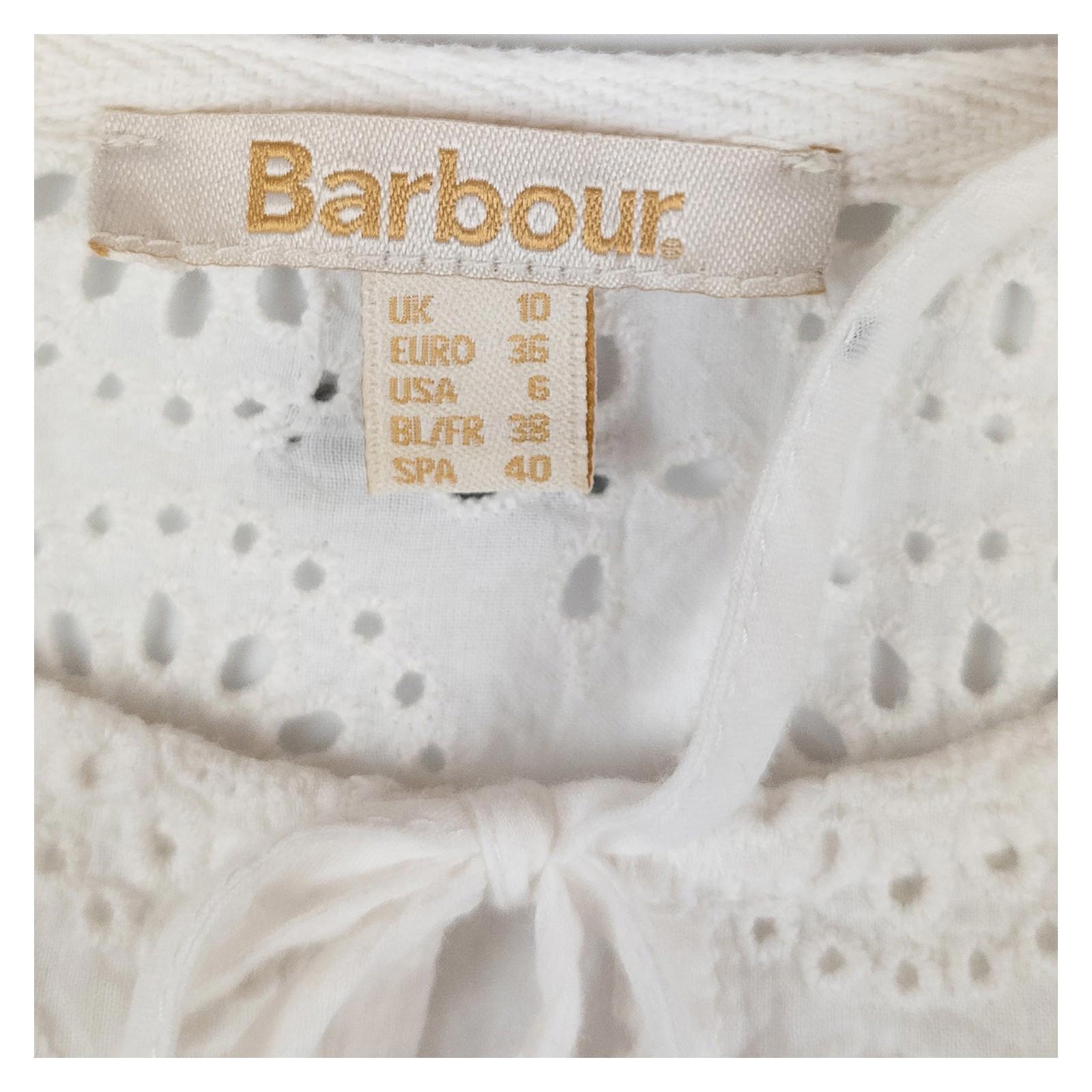 Barbour Cherbury Top Womens UK 10 White Broderie Anglaise Cotton Blouse by Barbour – | RewearableUK