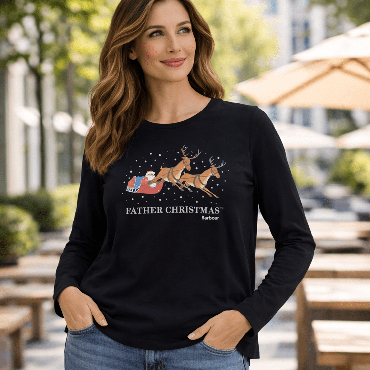 Barbour Father Christmas Top Navy Kayley | Women's UK 14 by Barbour – blouse | RewearableUK