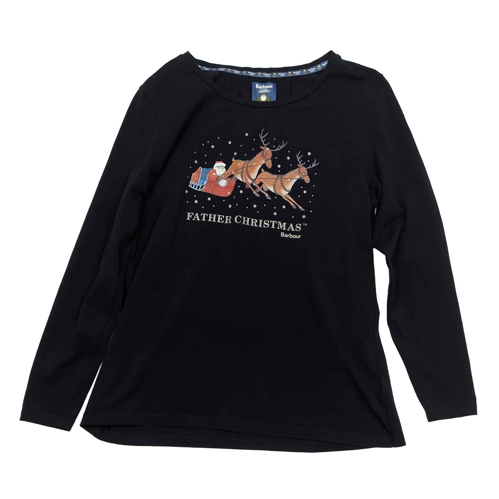 Barbour Father Christmas Top UK 14 Navy Kayley Long Sleeve Raymond Briggs Tee by Barbour – | RewearableUK
