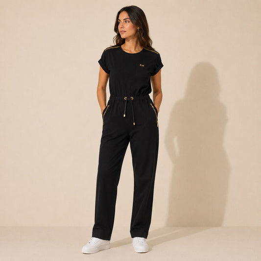 Barbour International Pace Jumpsuit UK 10 Black Gold Zip – jumpsuit product photo 1 | RewearableUK