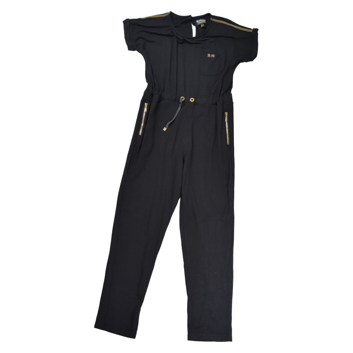 Barbour International Pace Jumpsuit UK 10 Black Gold Zip Tapered Leg – product photo 1 | RewearableUK